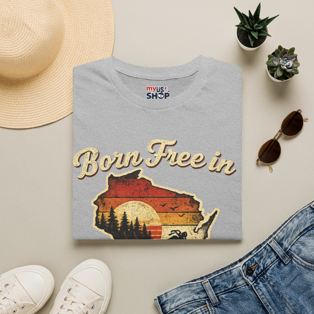 Wisconsin Vintage "Born Free in" T-Shirt - America 250 Tee