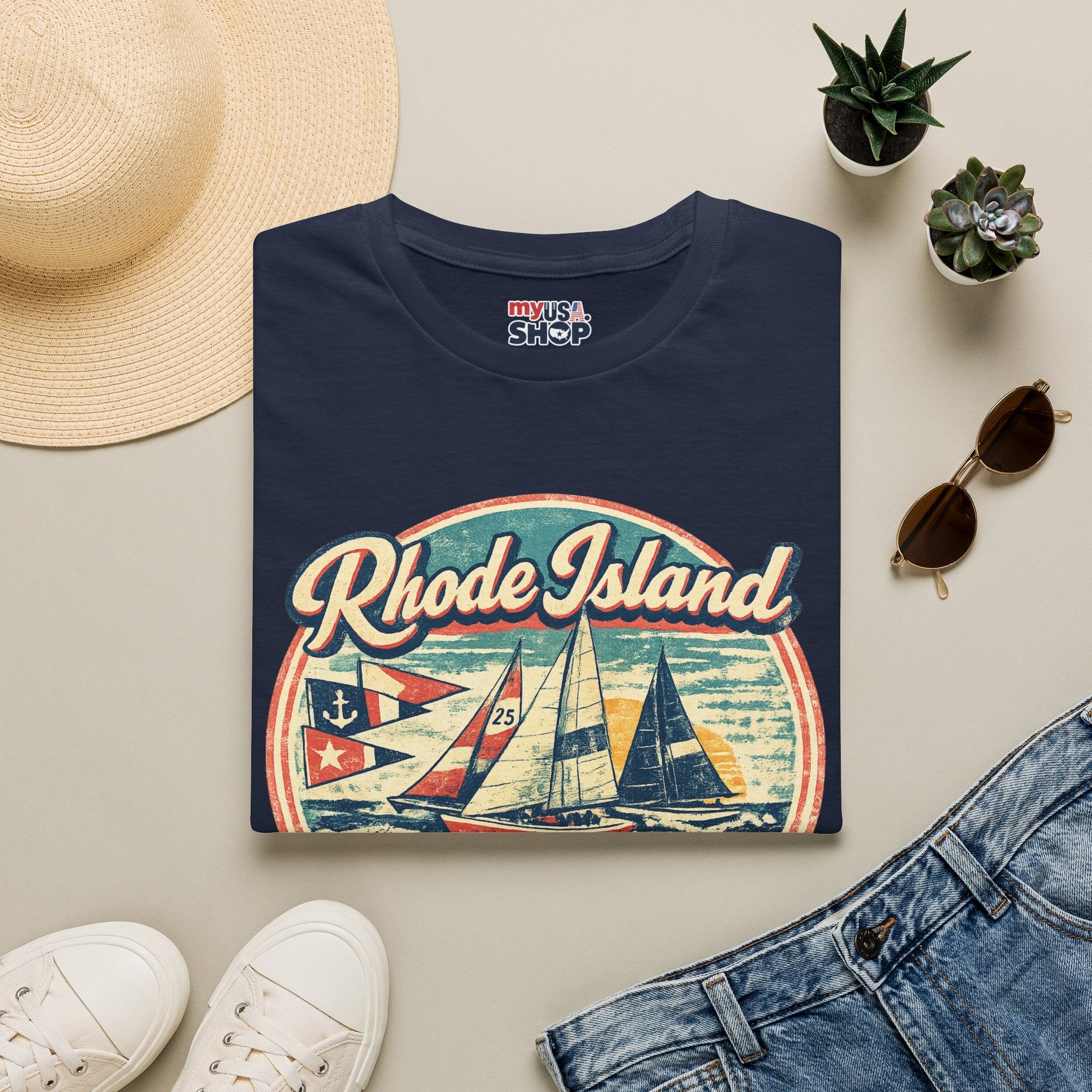 Rhode Island America 250 Shirt — Vintage Sailing Regatta Graphic Tee