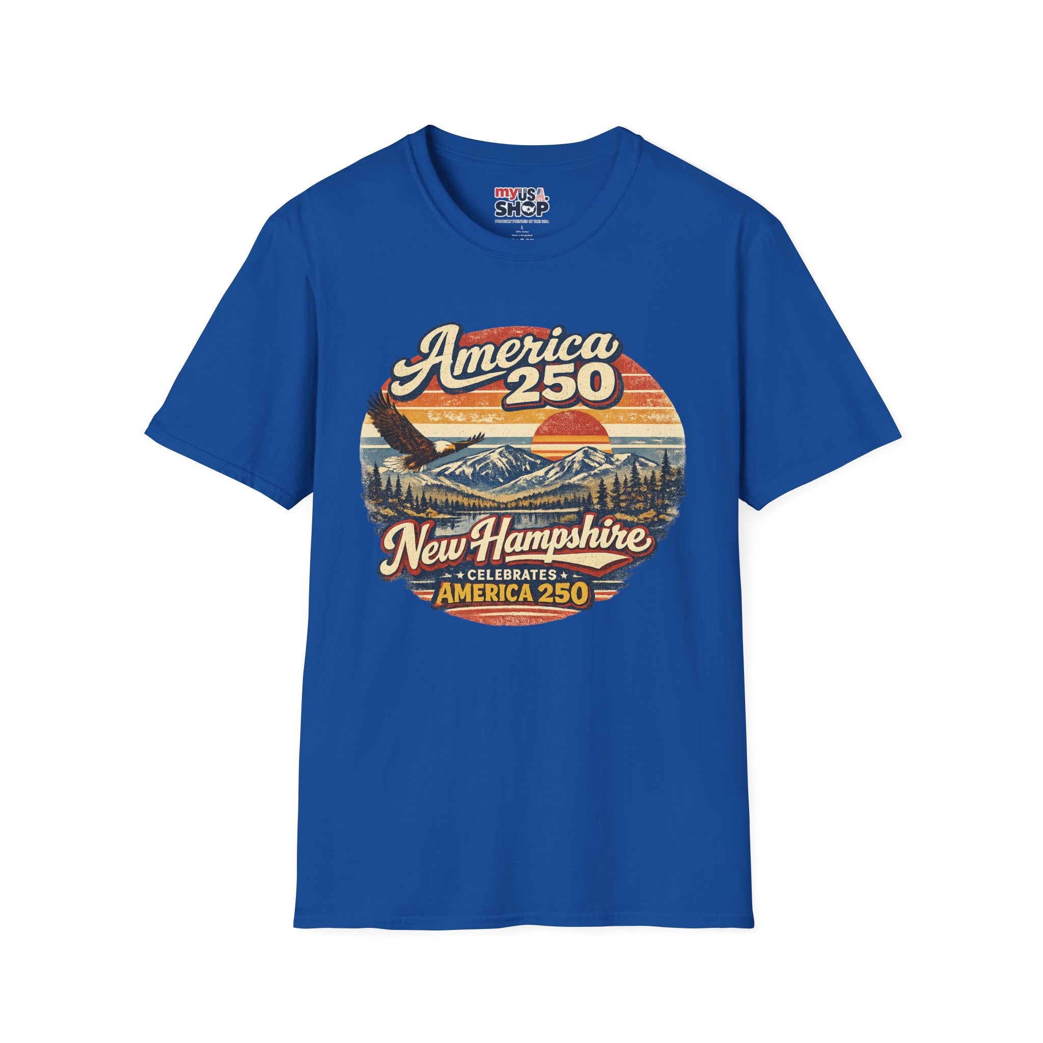 America 250 T-Shirt — Retro Eagle & Mountain New Hampshire Design