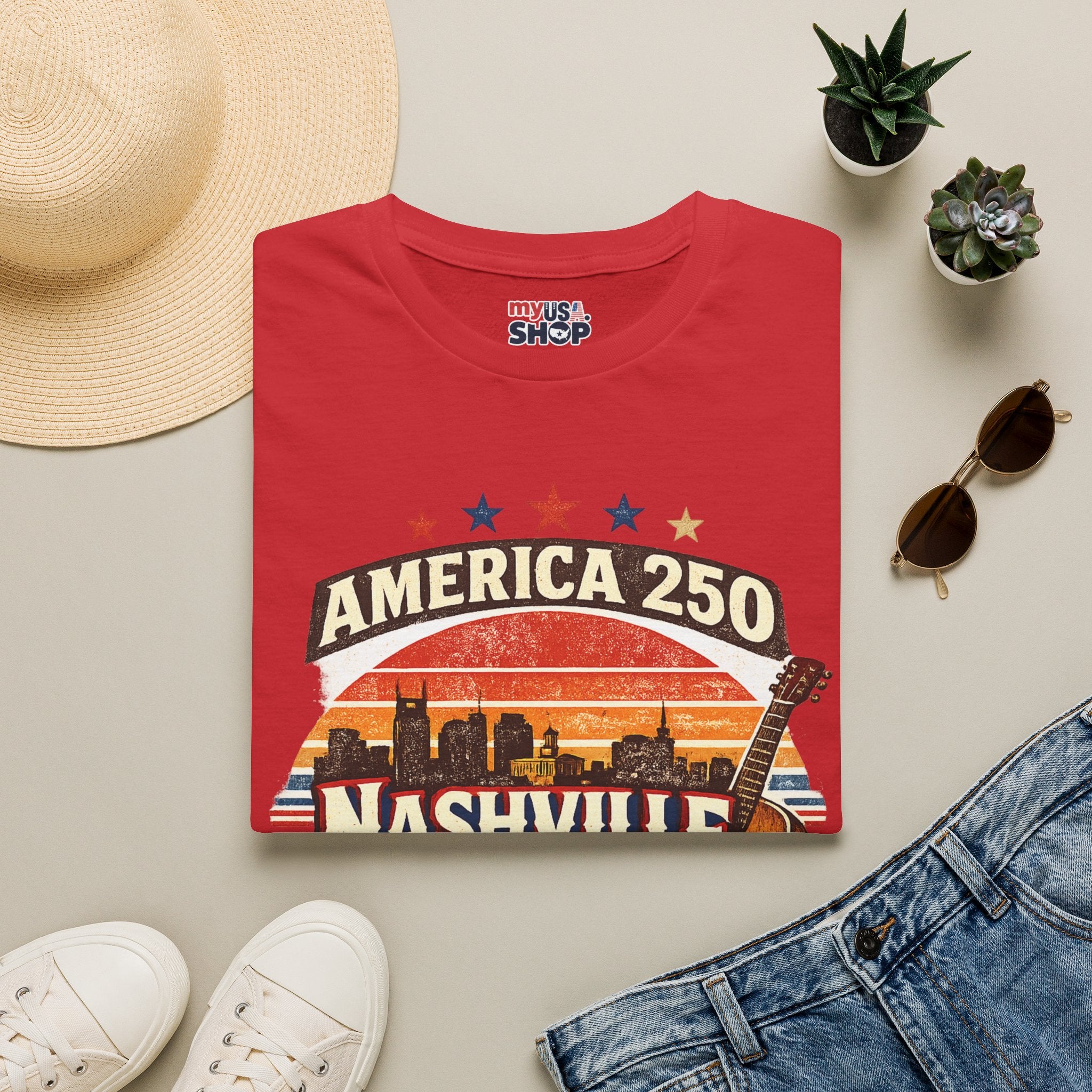 America 250 Nashville Tennessee T-Shirt — Patriotic Music City Graphic Tee