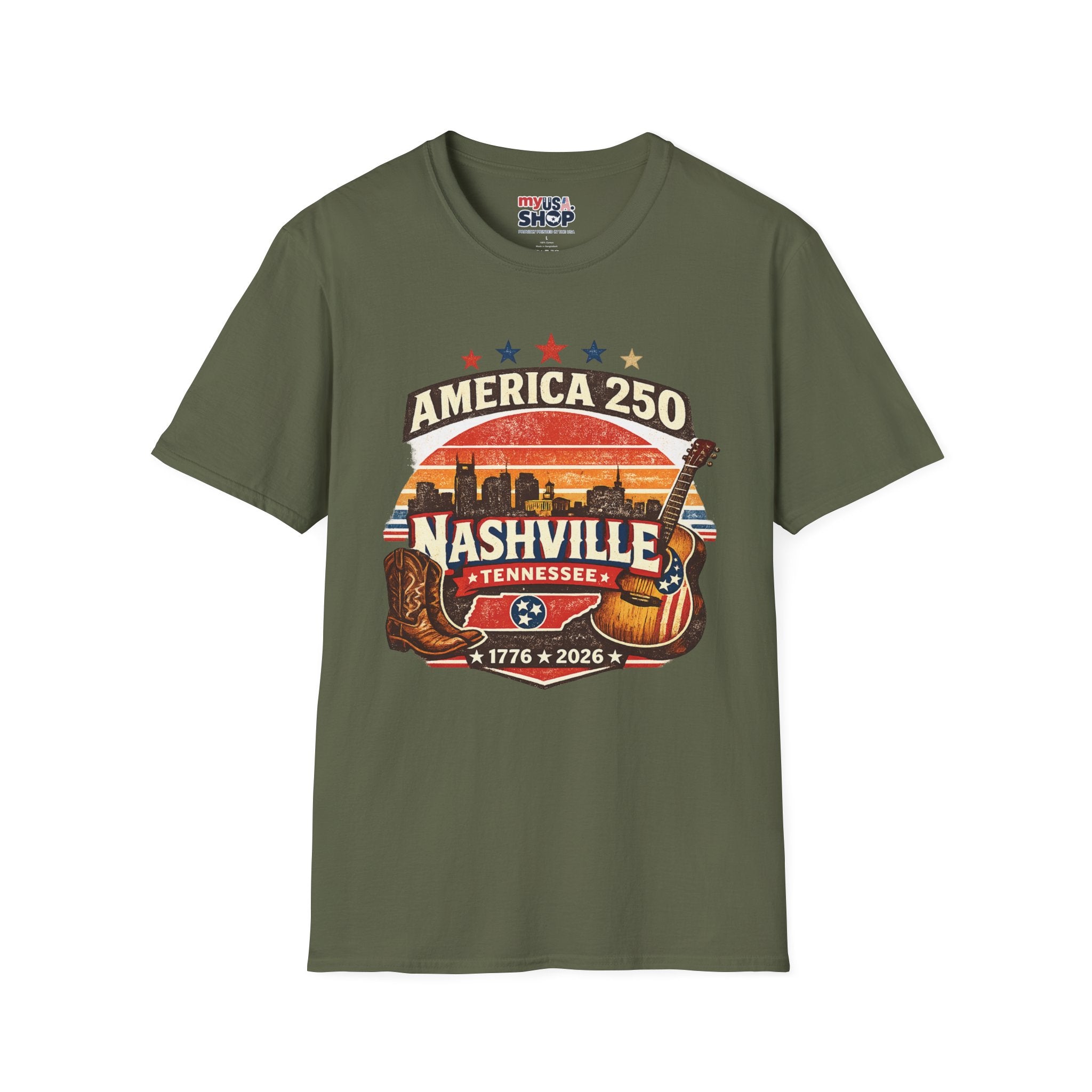 America 250 Nashville Tennessee T-Shirt — Patriotic Music City Graphic Tee