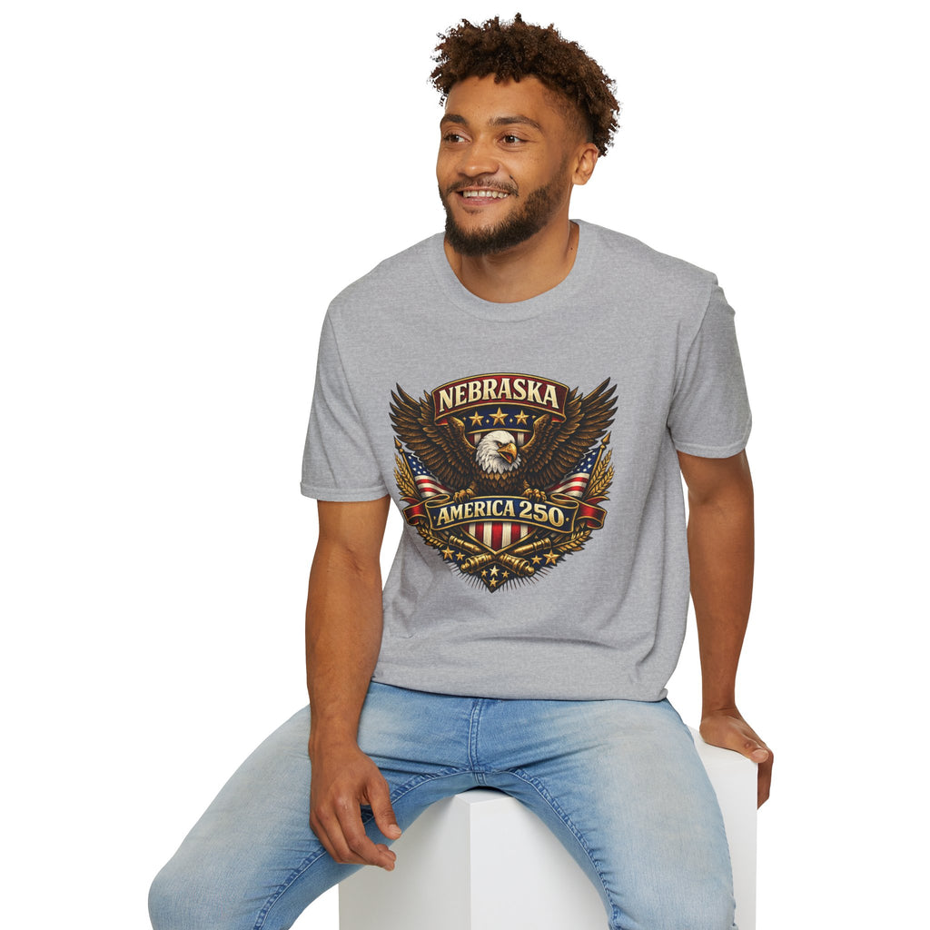 America 250 Nebraska Eagle T-Shirt — Patriotic USA State Tee