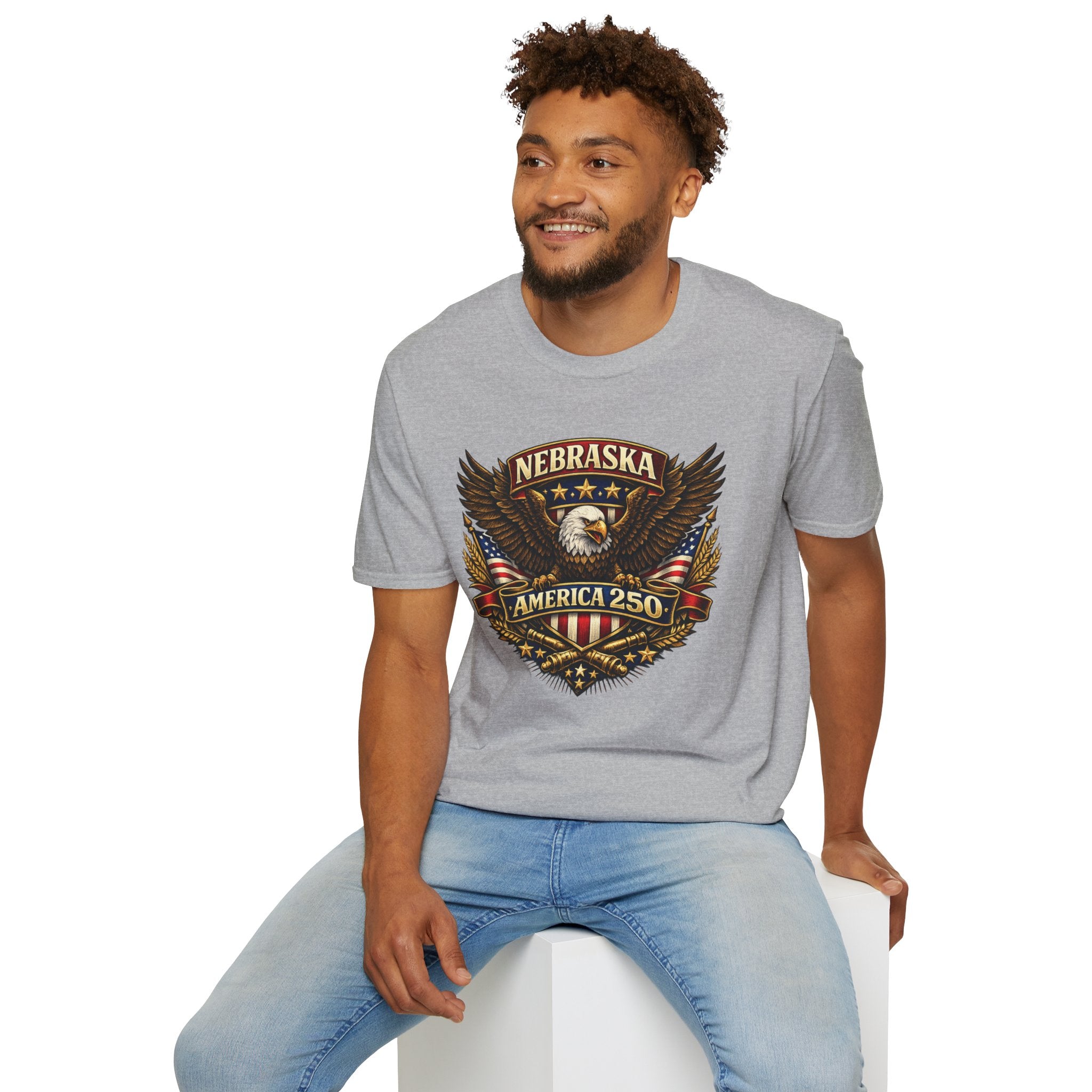 America 250 Nebraska Eagle T-Shirt — Patriotic USA State Tee