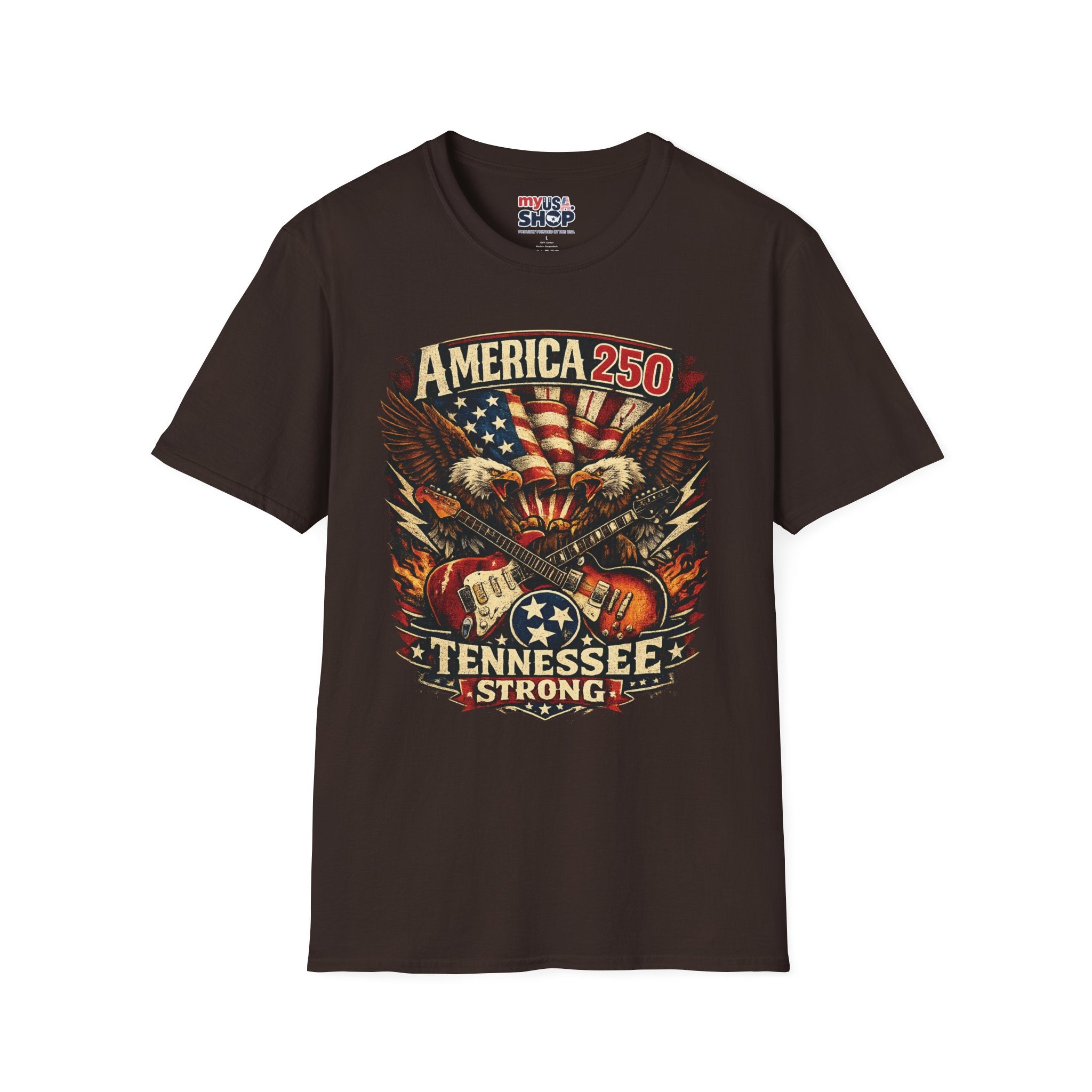 America 250 Tennessee Shirt — Tennessee Strong Patriotic Music Graphic Tee