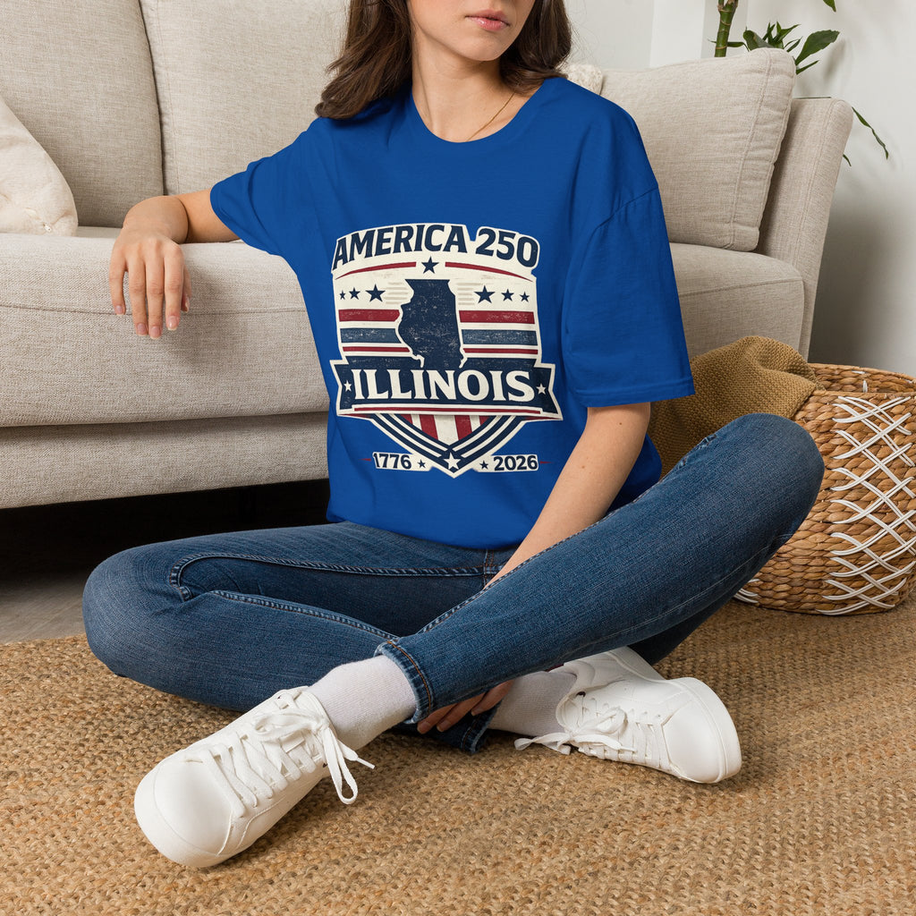 America 250 Illinois T-Shirt — 1776–2026 Bicentennial USA State Pride Tee