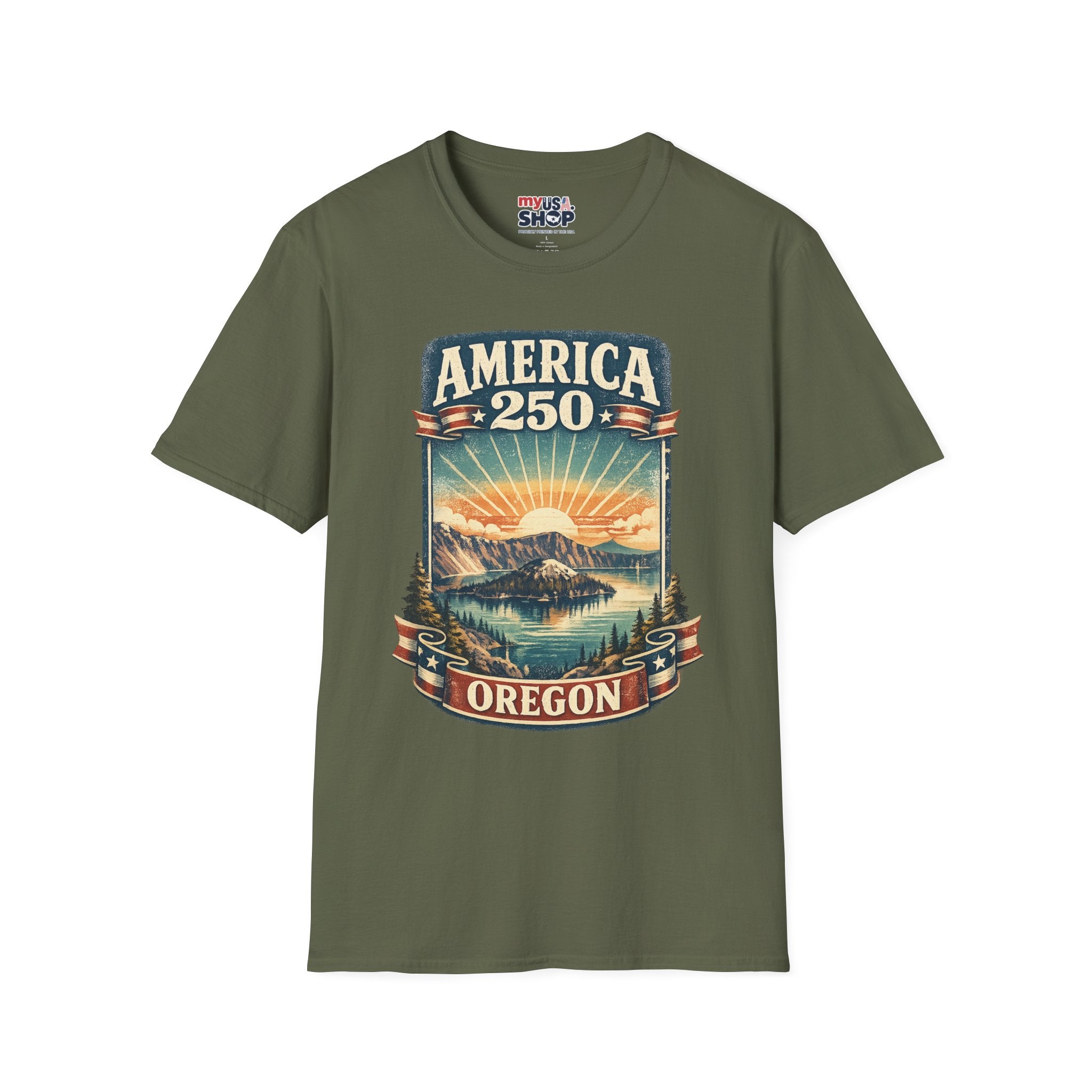 Oregon America 250 Shirt — Crater Lake Sunset Vintage Tee