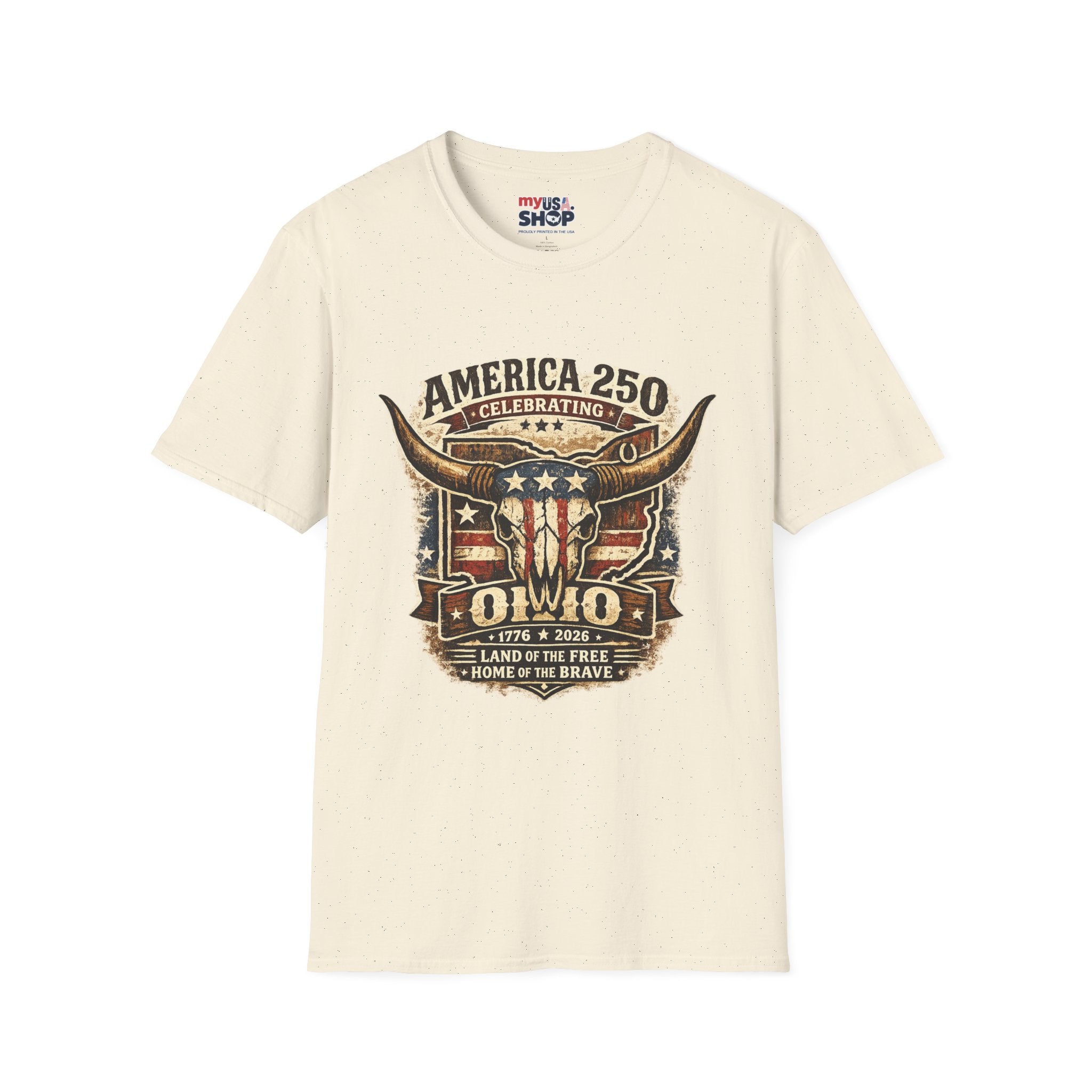 America 250 – Ohio Longhorn Skull Patriotic Vintage Tee Design