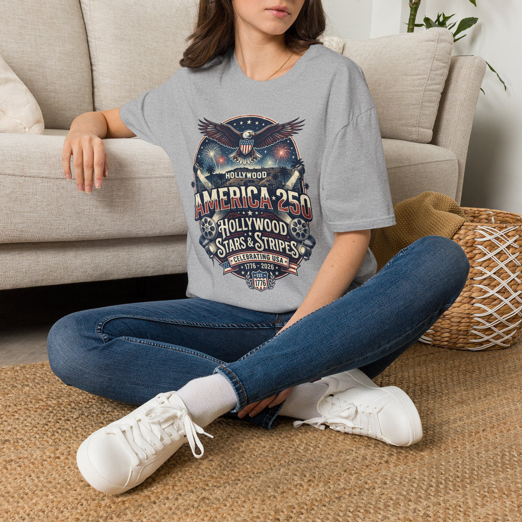 America 250 Graphic T-Shirt — Hollywood Stars & Stripes Eagle Design