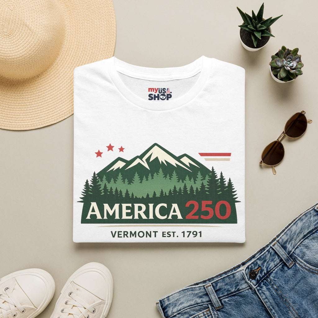 America 250 Mountain T-Shirt — Vermont 1791 Celebration Tee