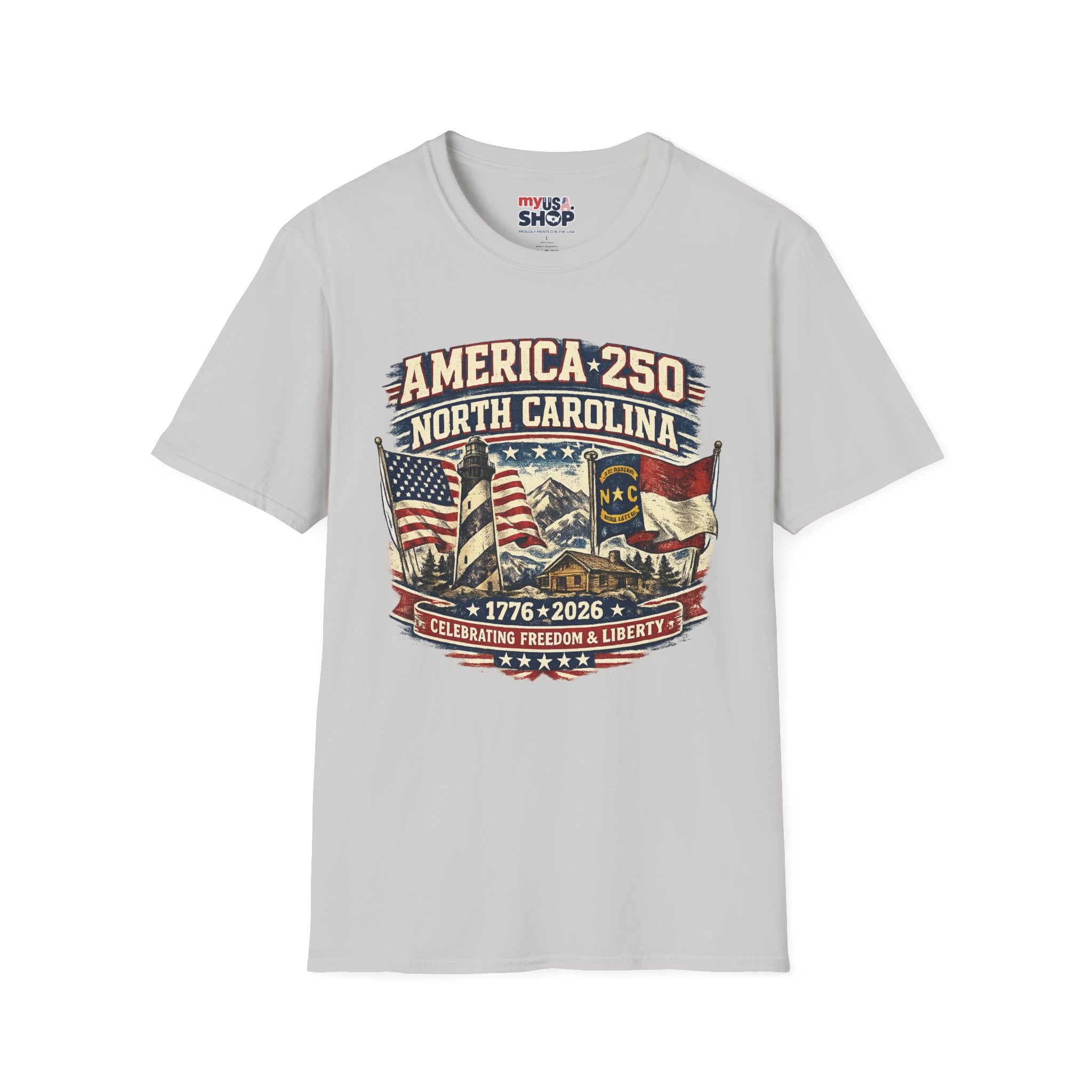 America 250 North Carolina T-Shirt — 1776–2026 Patriotic State Pride Tee