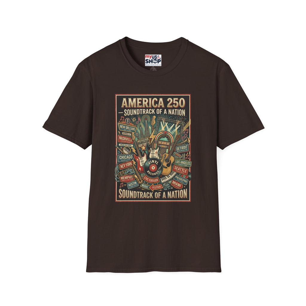 America 250 "Soundtrack of a Nation" T-Shirt — Patriotic Music Festival Tee Pop Culture