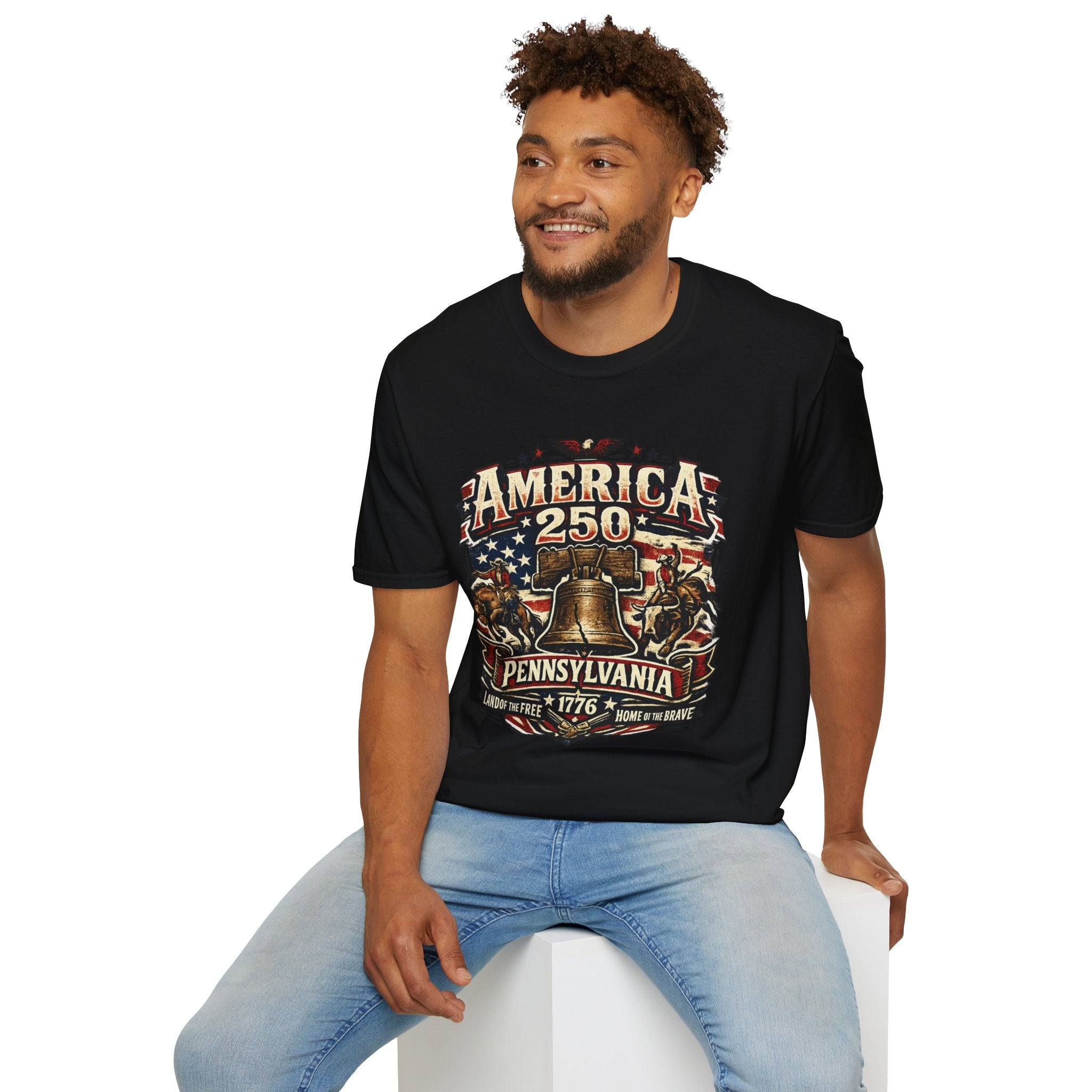America 250 Pennsylvania TShirt — Western Rodeo Liberty Bell Graphic Tee