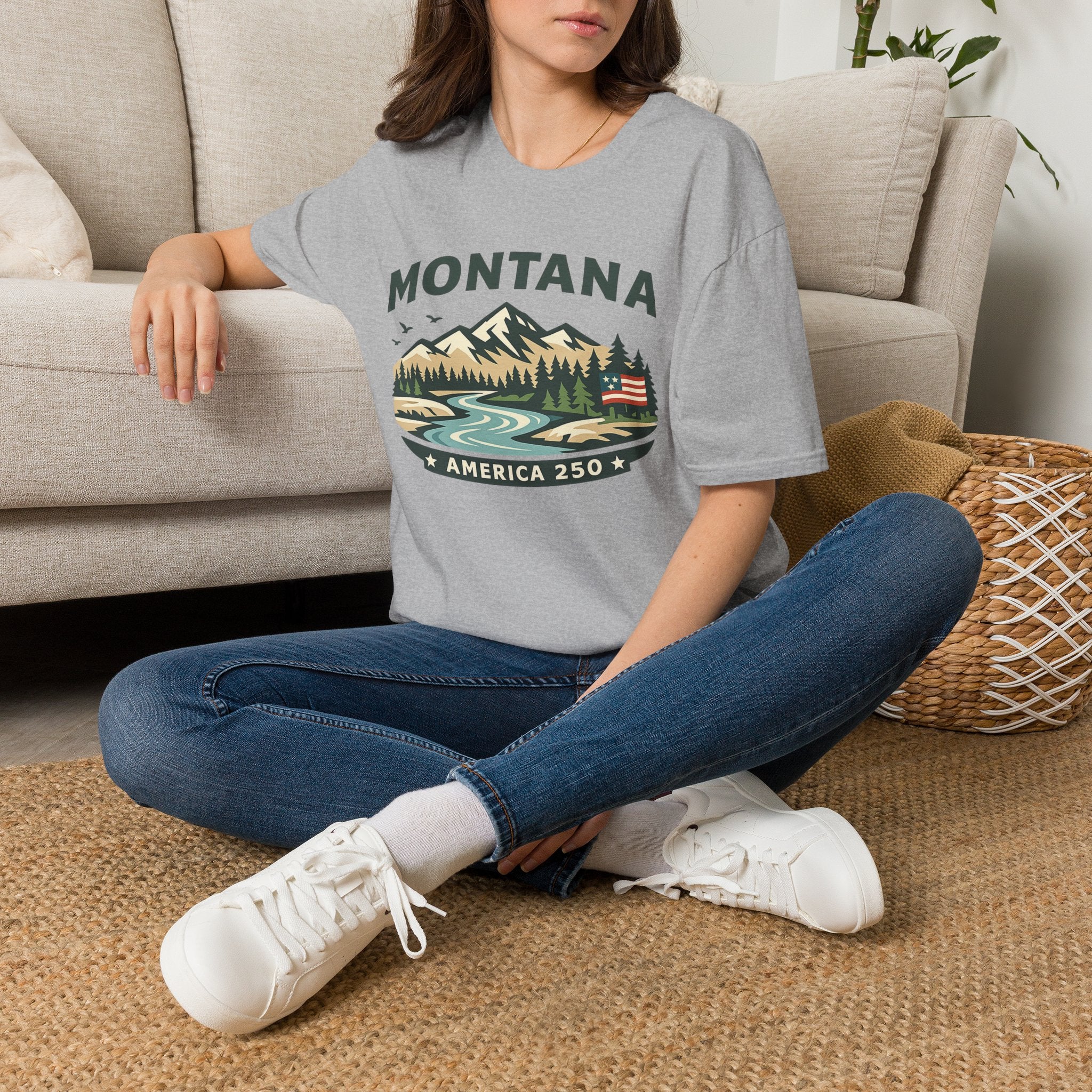 Montana Mountain Scenic T-Shirt — America 250 Retro Nature Graphic