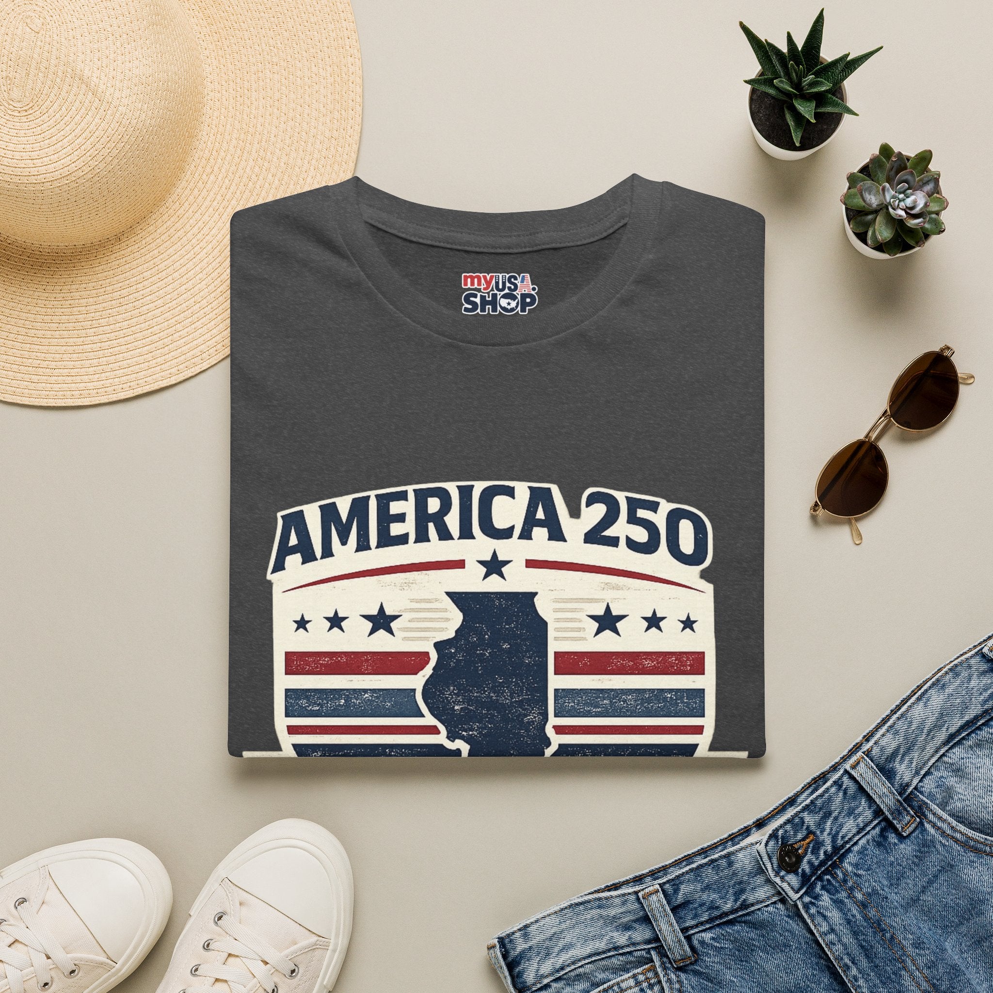 America 250 Illinois T-Shirt — 1776–2026 Bicentennial USA State Pride Tee