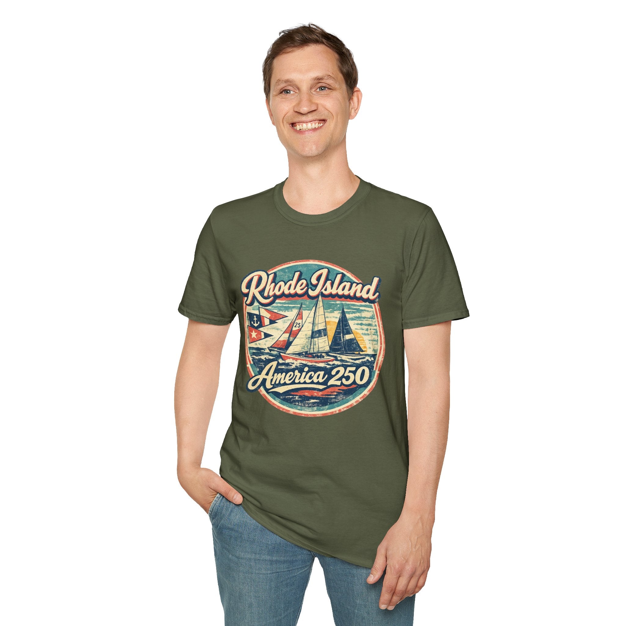 Rhode Island America 250 Shirt — Vintage Sailing Regatta Graphic Tee