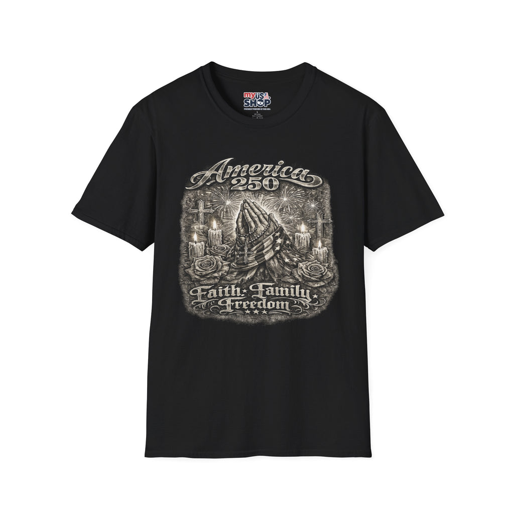 America 250 Praying Hands Vintage Chicano Patriotic (Faith • Family • Freedom)