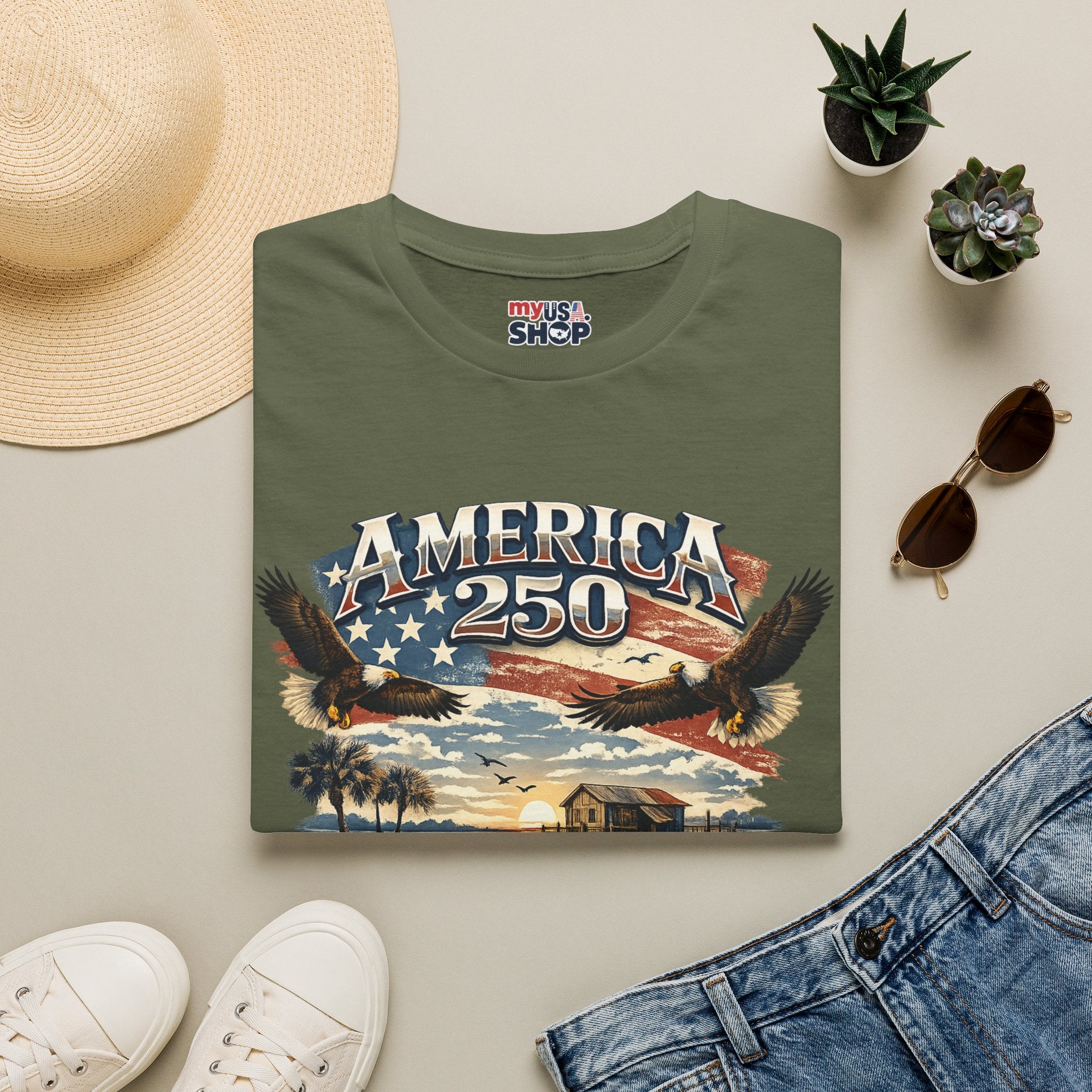America 250 T-Shirt — South Carolina Patriotic Bald Eagles & Flag Graphic