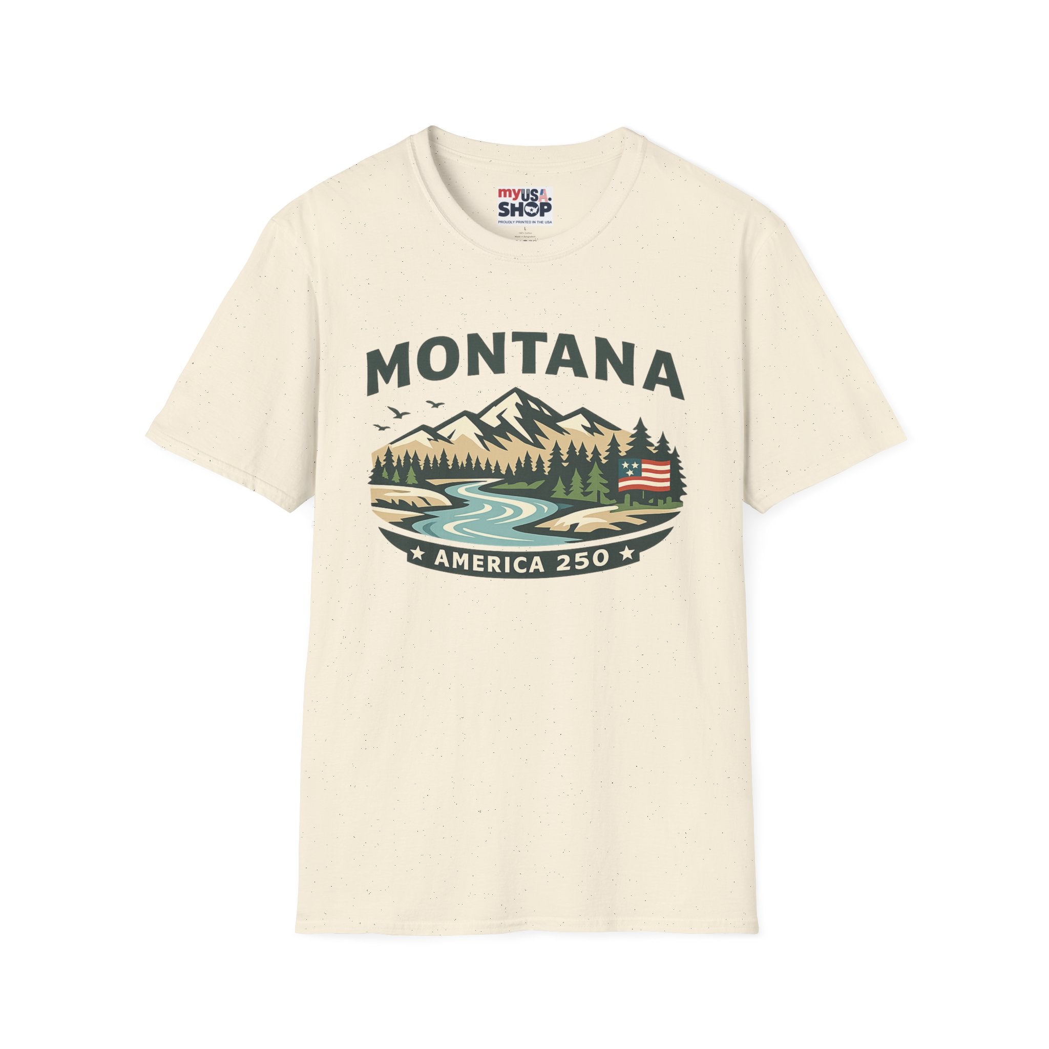 Montana Mountain Scenic T-Shirt — America 250 Retro Nature Graphic