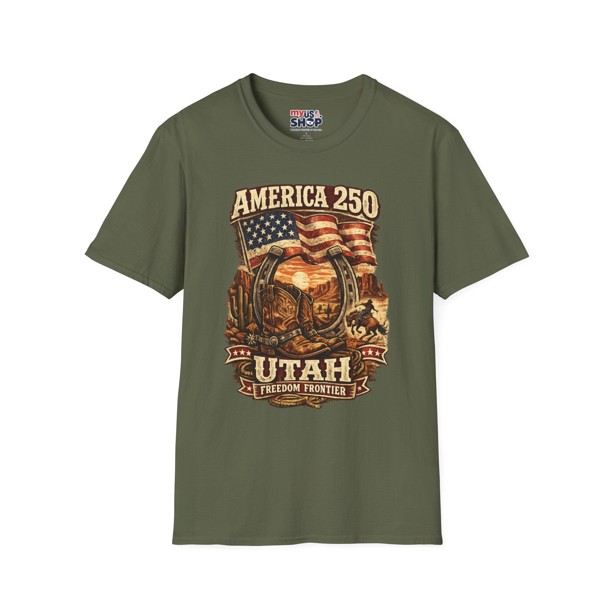 America 250 Utah T-Shirt — Freedom Frontier Western Graphic Tee