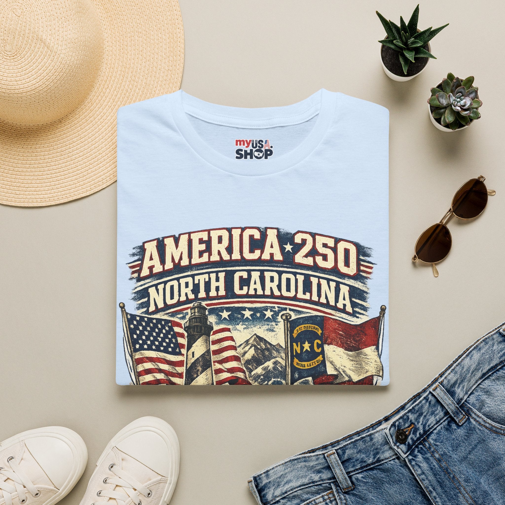 America 250 North Carolina T-Shirt — 1776–2026 Patriotic State Pride Tee