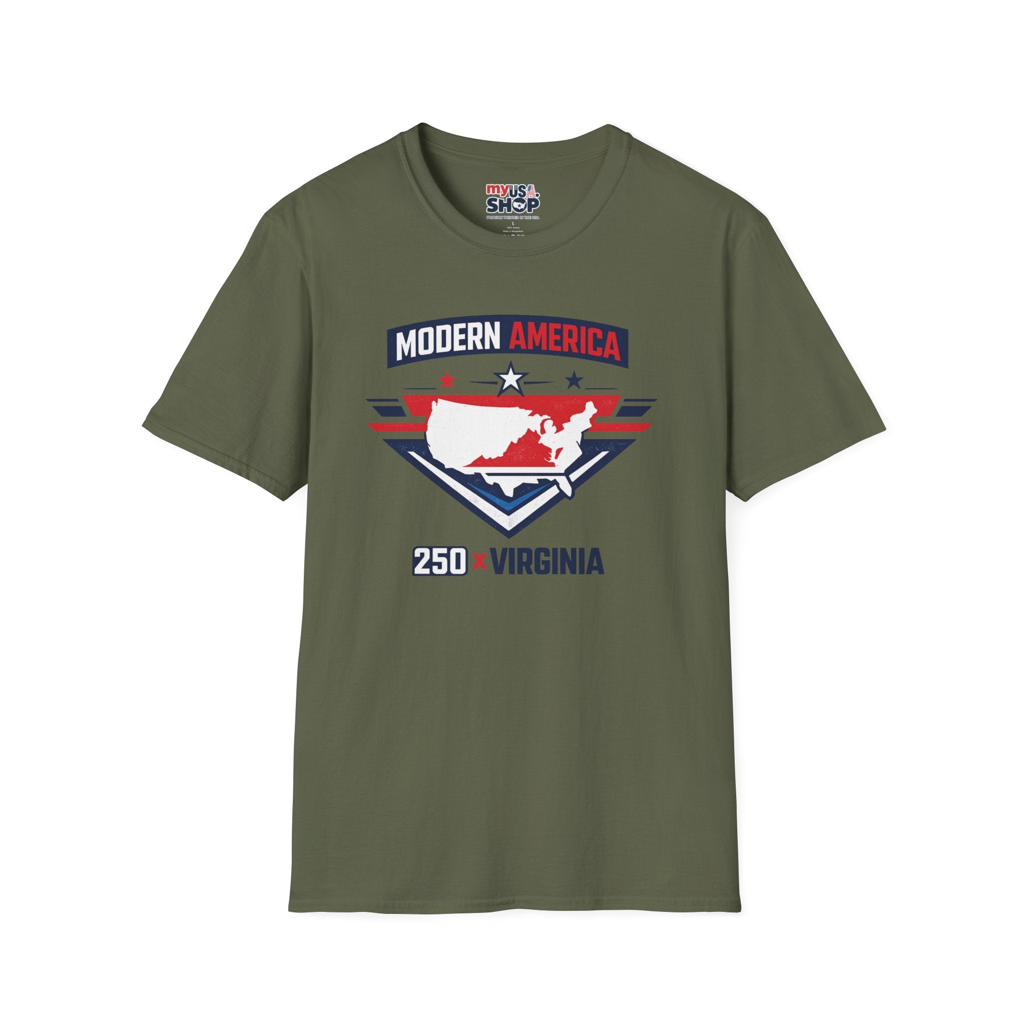 America 250 Modern America Virginia T-Shirt — Retro State Map Patriotic Tee