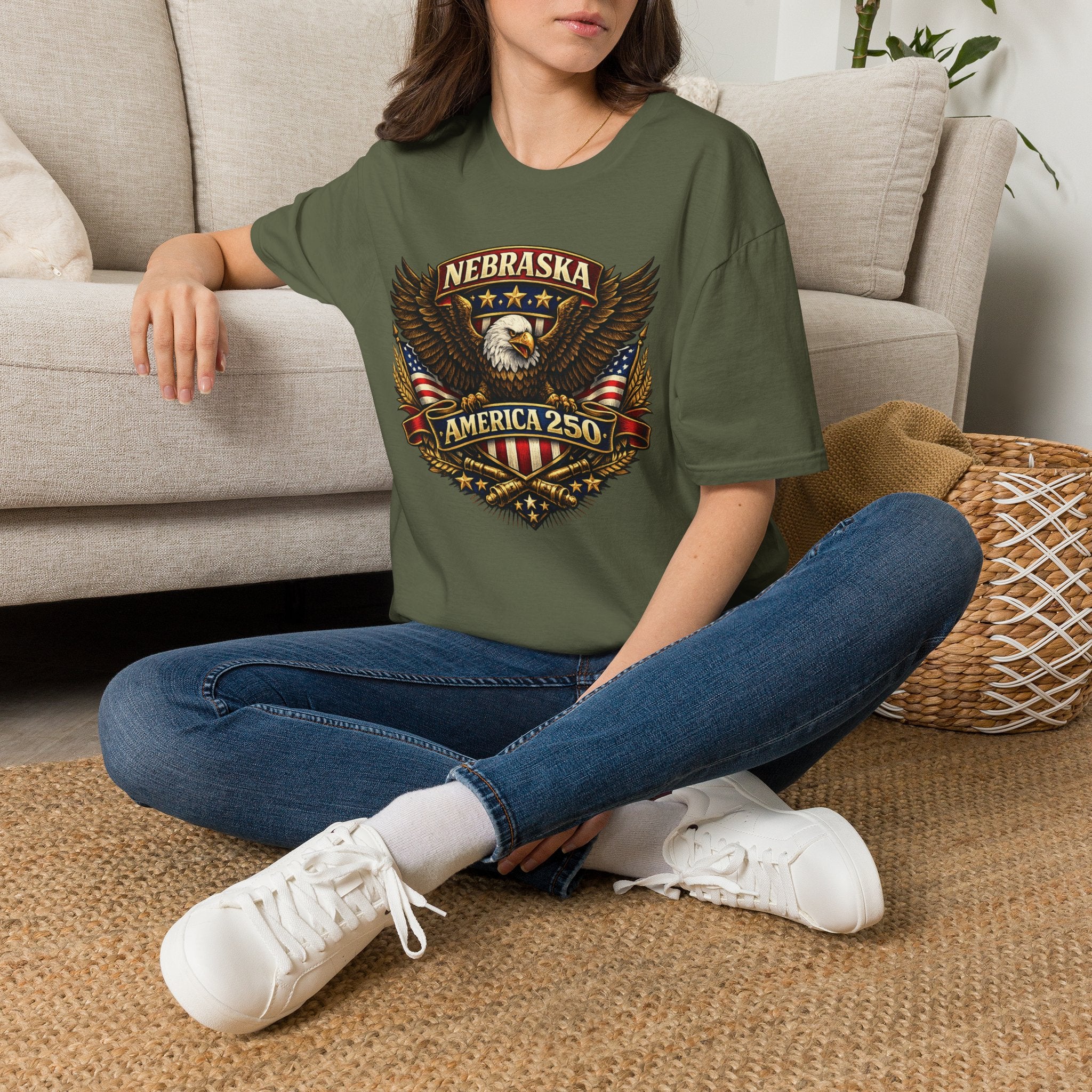 America 250 Nebraska Eagle T-Shirt — Patriotic USA State Tee