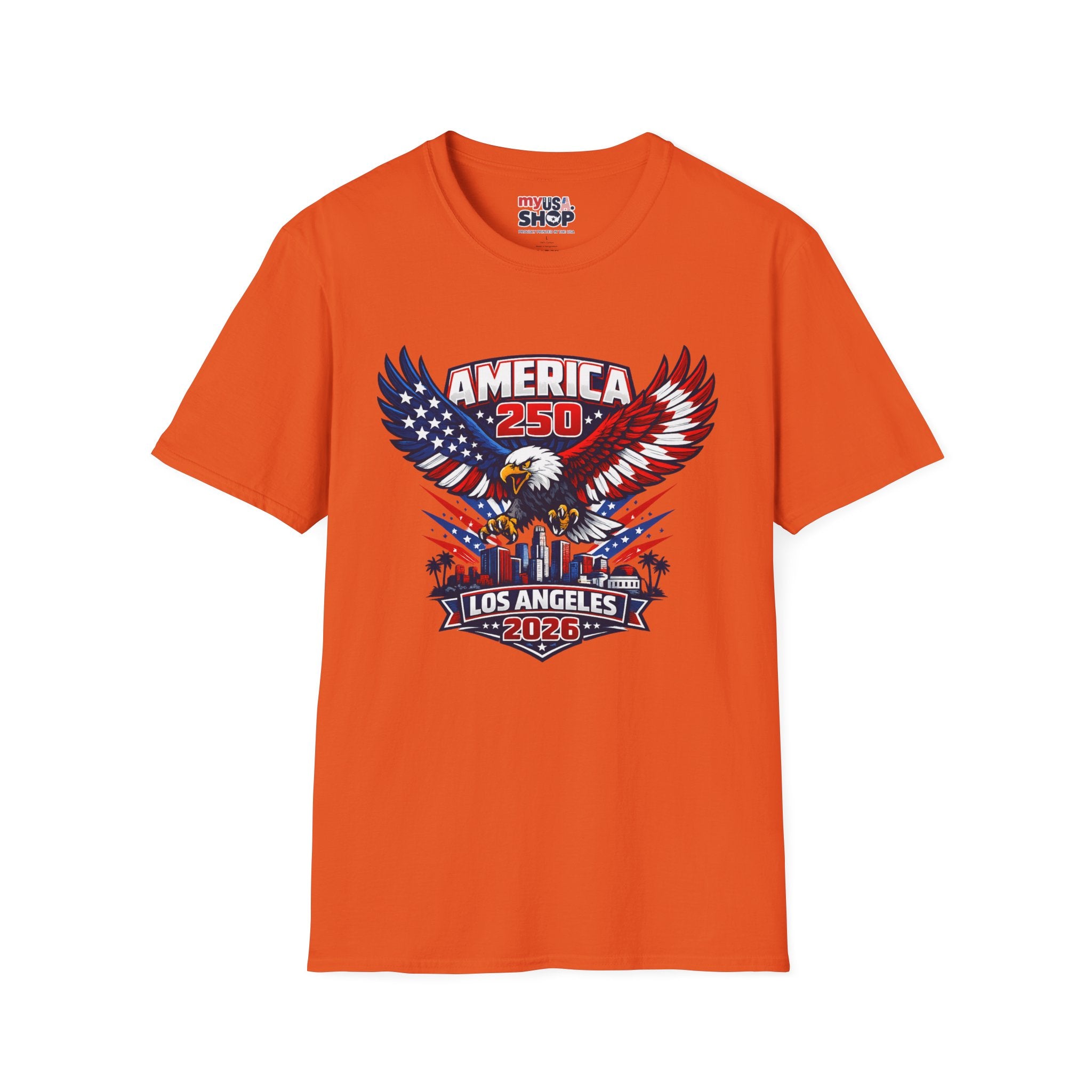 America 250 Los Angeles Skyline Patriotic Eagle California Tee