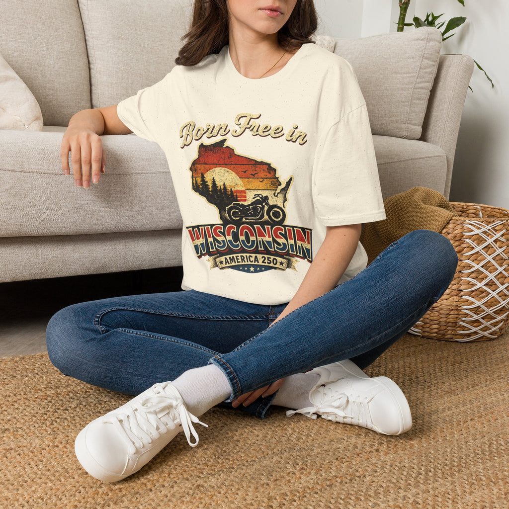 Wisconsin Vintage "Born Free in" T-Shirt - America 250 Tee