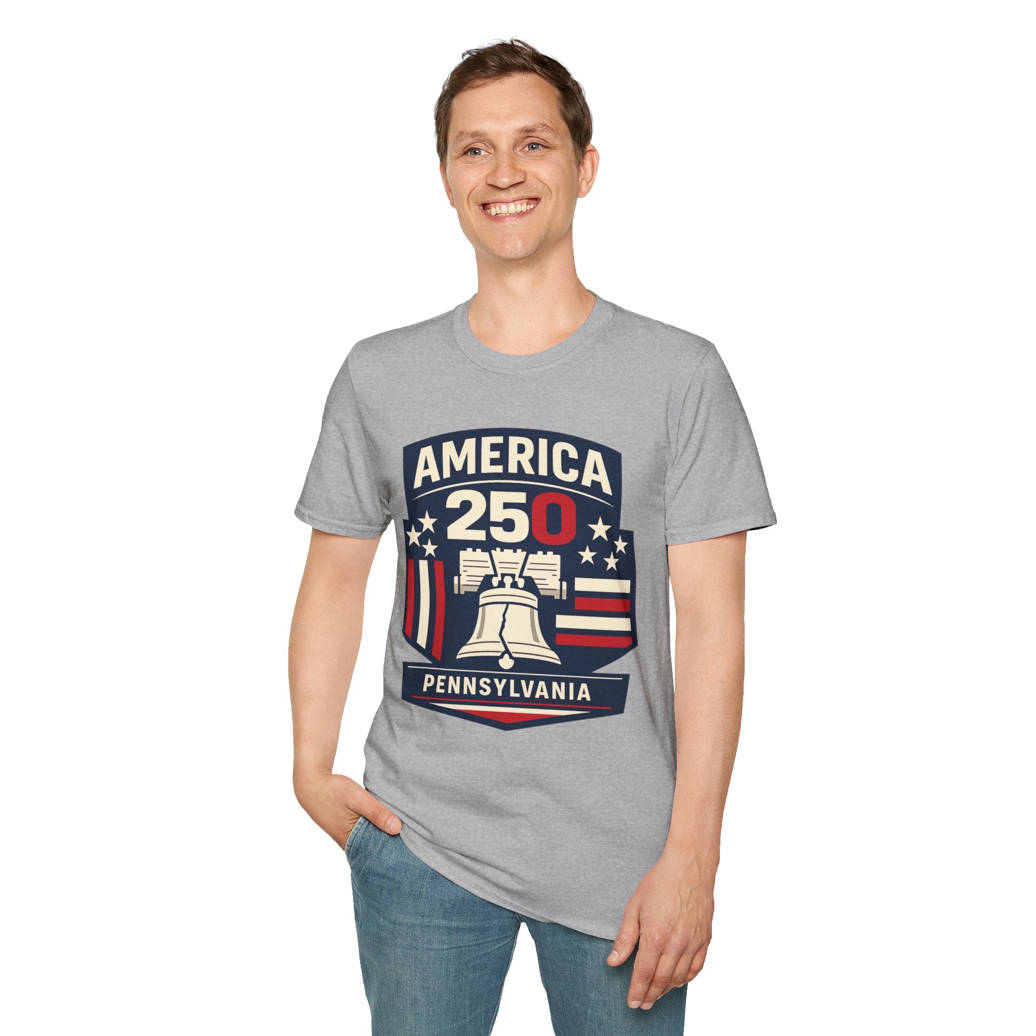 Pennsylvania America 250 Shirt — Modern Minimal Patriotic Badge Tee