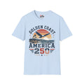 Golden Coast T-Shirt — Retro Sunset Eagle America 250 Beach Tee