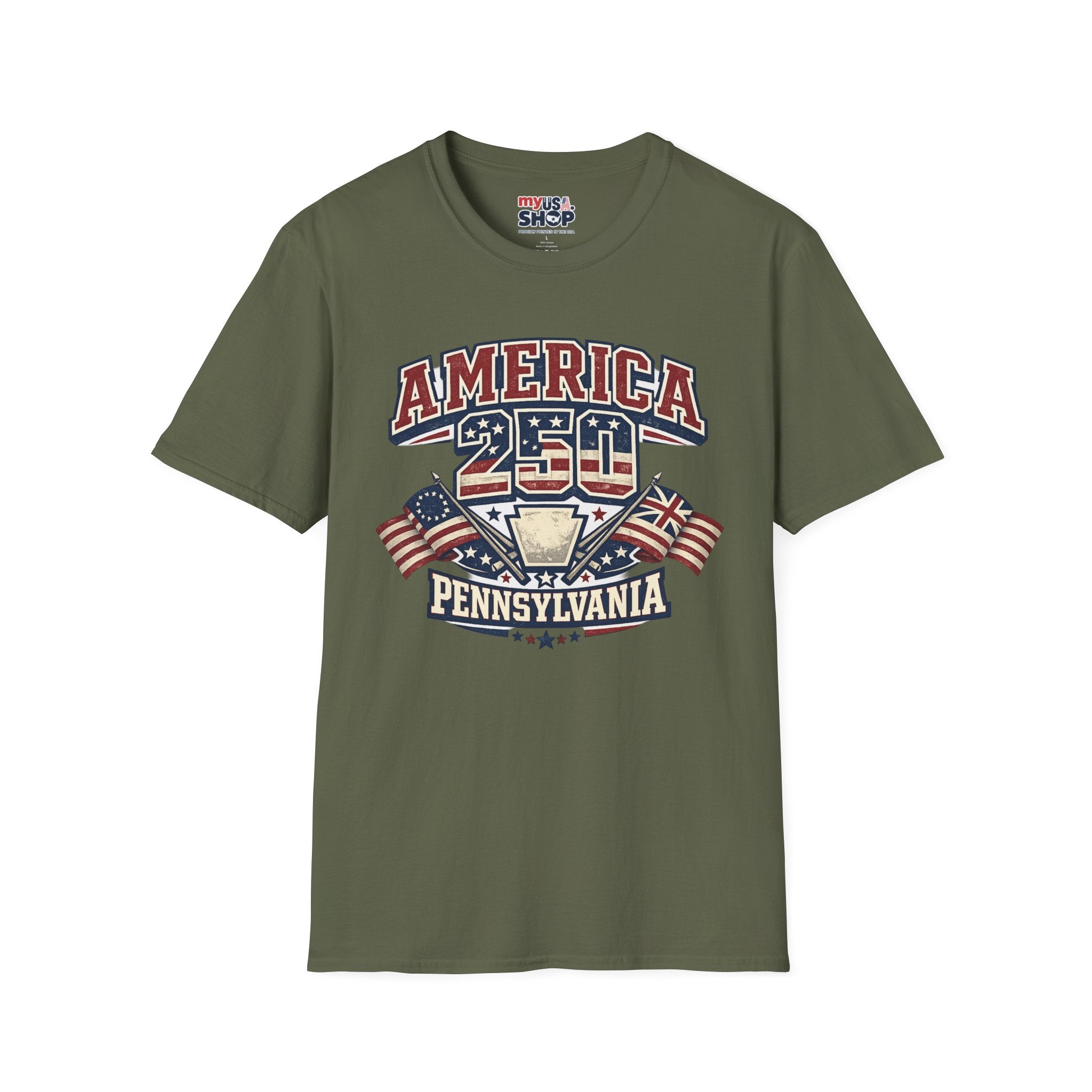 Pennsylvania America 250 Shirt — Retro Patriotic Varsity Graphic Tee