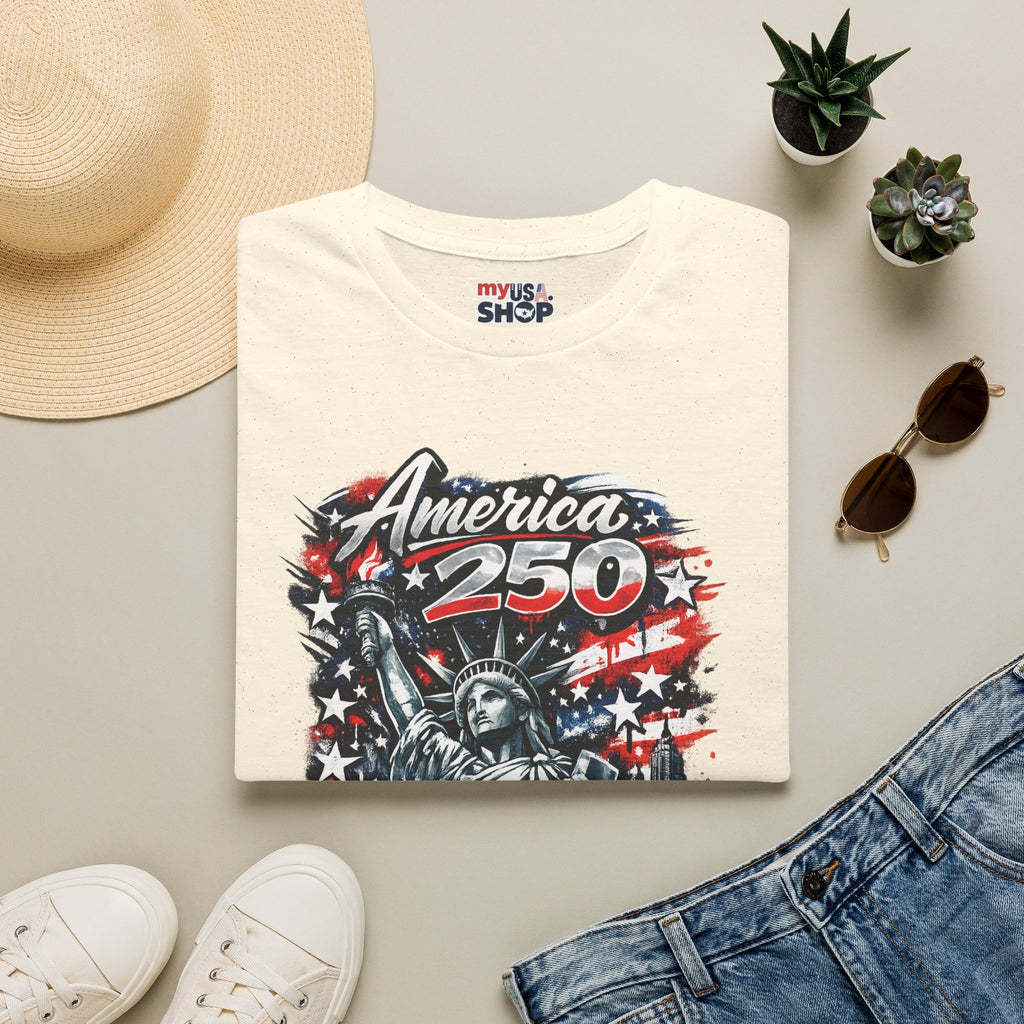 America 250 Statue of Liberty T-Shirt — Patriotic New York 250th Anniversary Tee