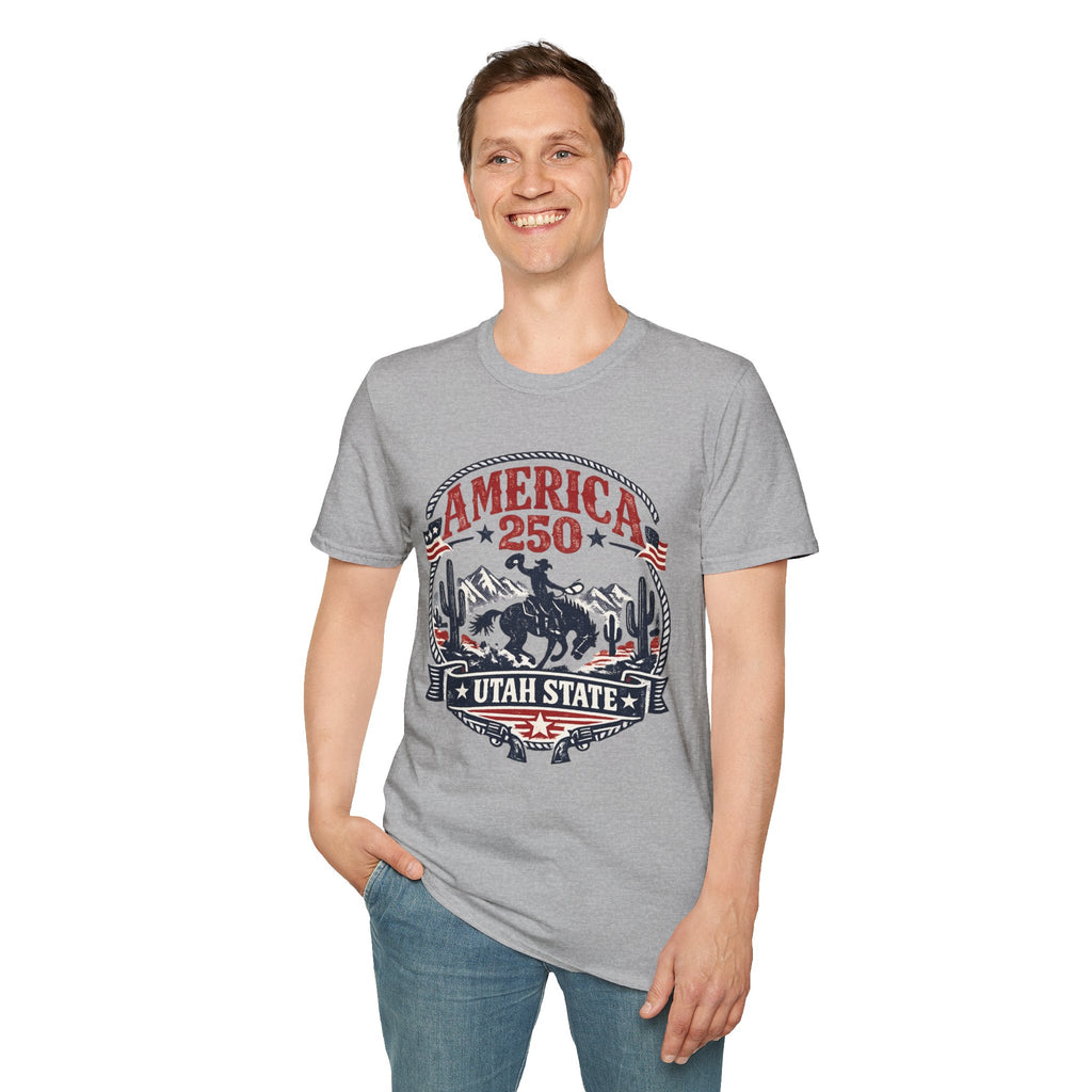 America 250 Utah State Shirt — Retro Rodeo Freedom Graphic Tee