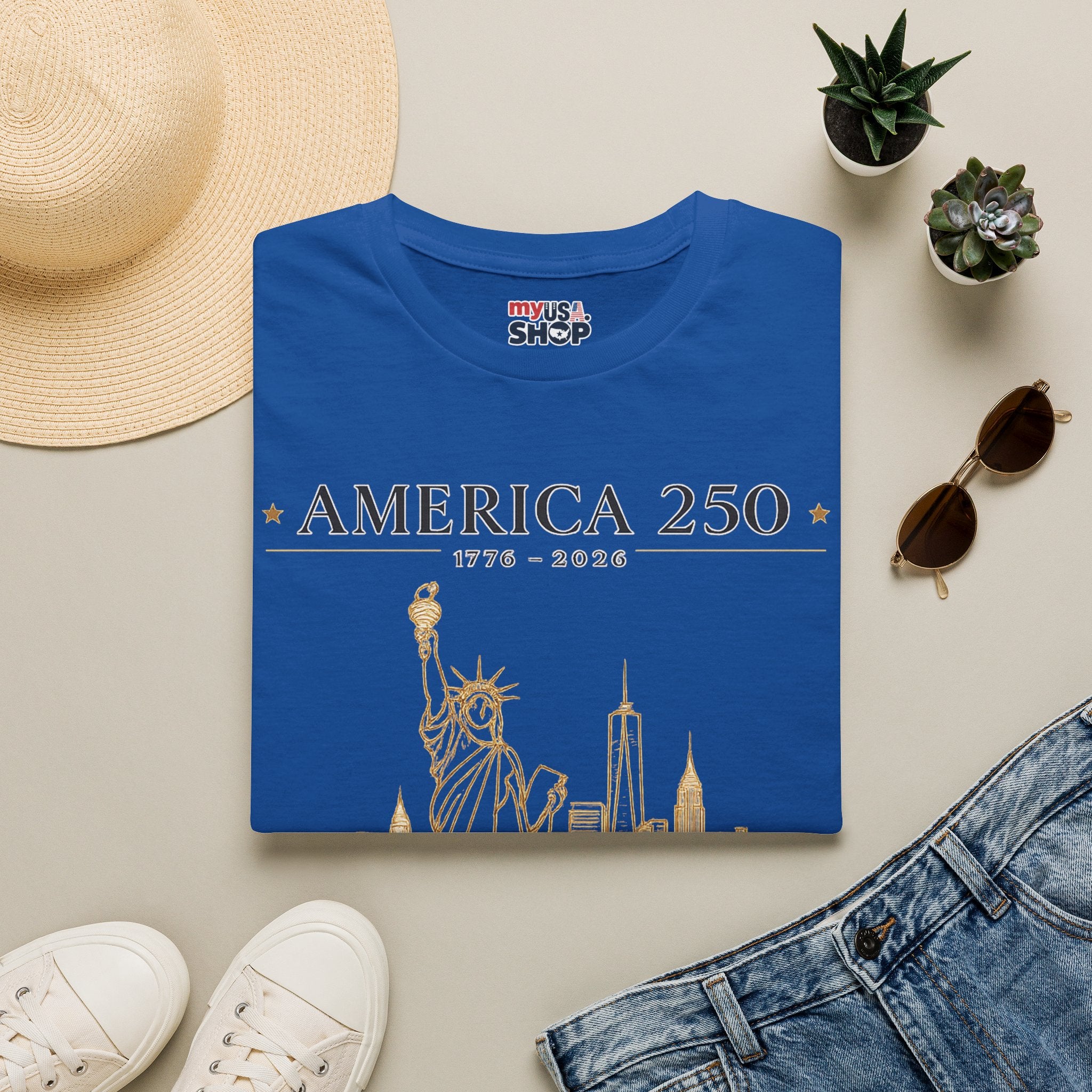 America 250 — USA Commemorative Tee (New York Statue of Liberty Design)