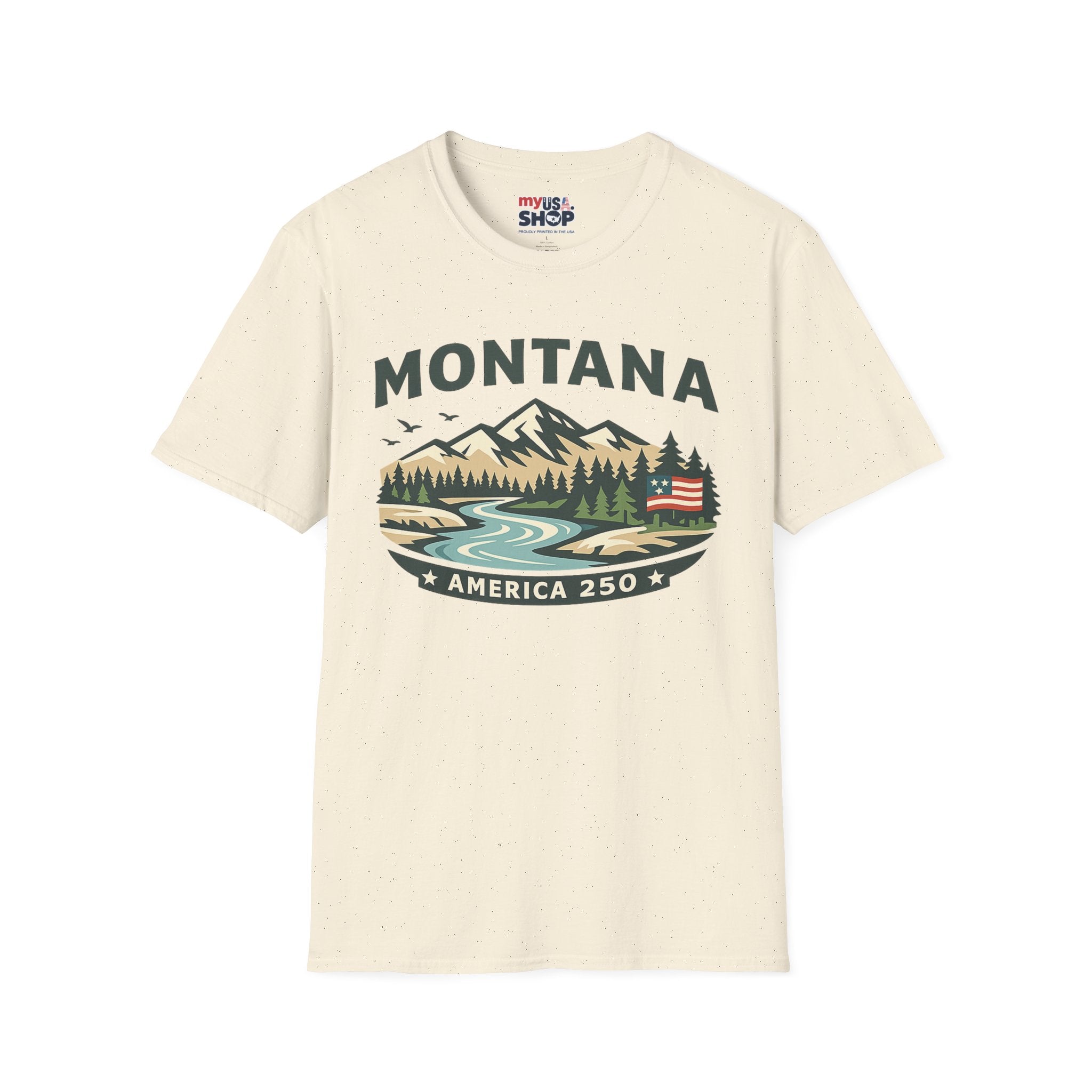 America 250 x Montana Mountain Scenic T-Shirt — Retro Nature Design