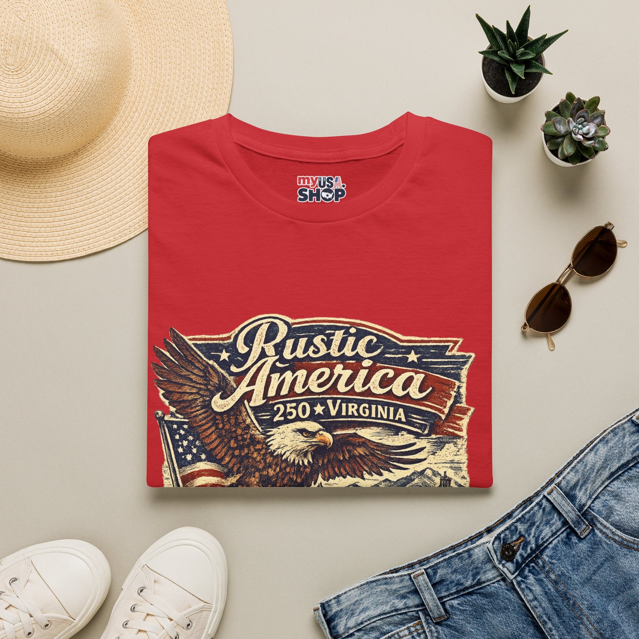 America 250 Virginia Eagle T‑Shirt — Heritage & Freedom Vintage Design