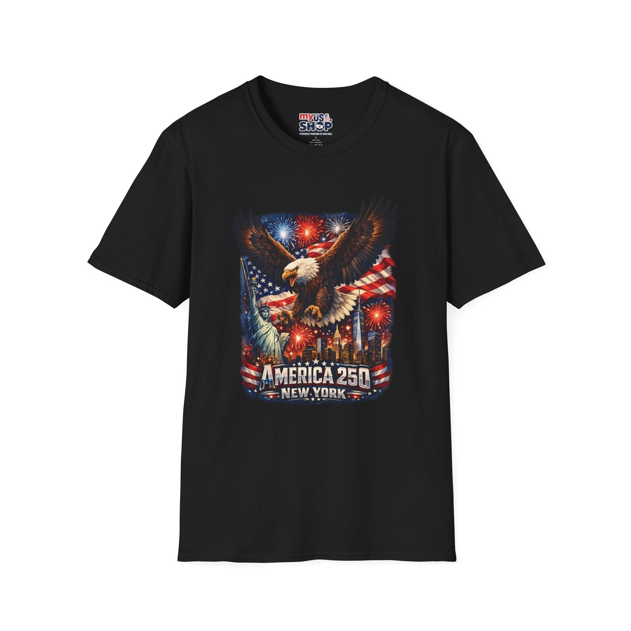 America 250 Patriotic Eagle T-Shirt — New York Fireworks Design