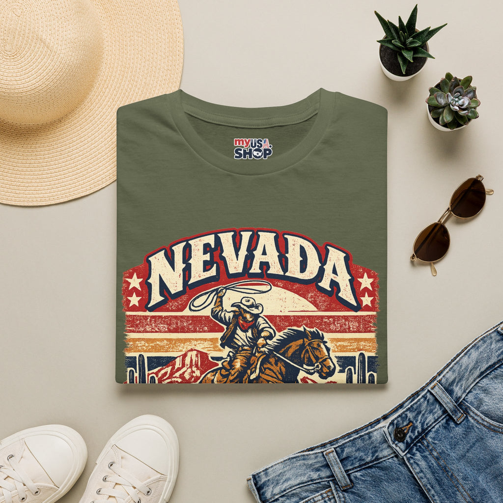 America 250 Nevada Rodeo Vintage T‑Shirt — Western Cowboy Graphic