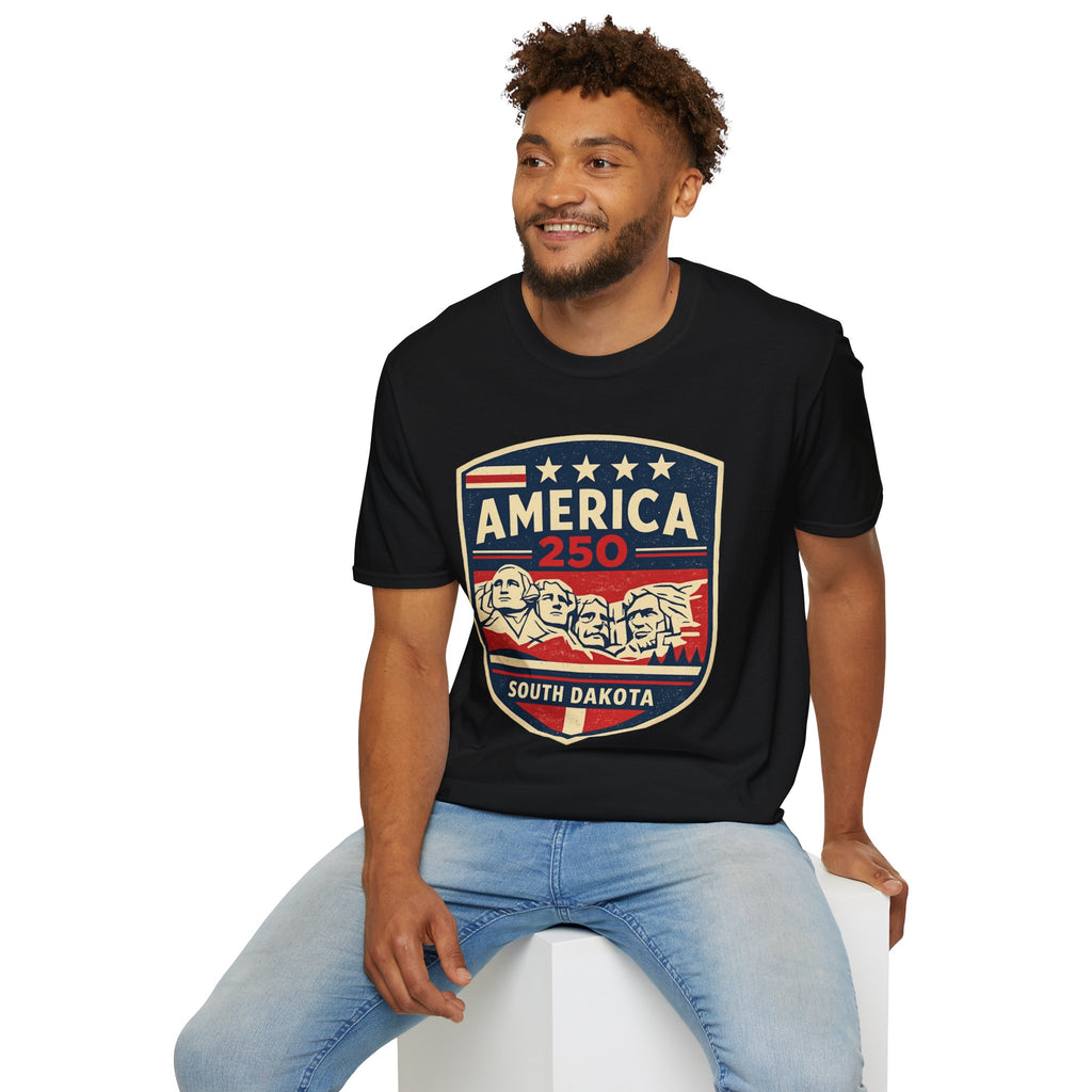 America 250 South Dakota Shirt — Retro Mount Rushmore USA Graphic Tee