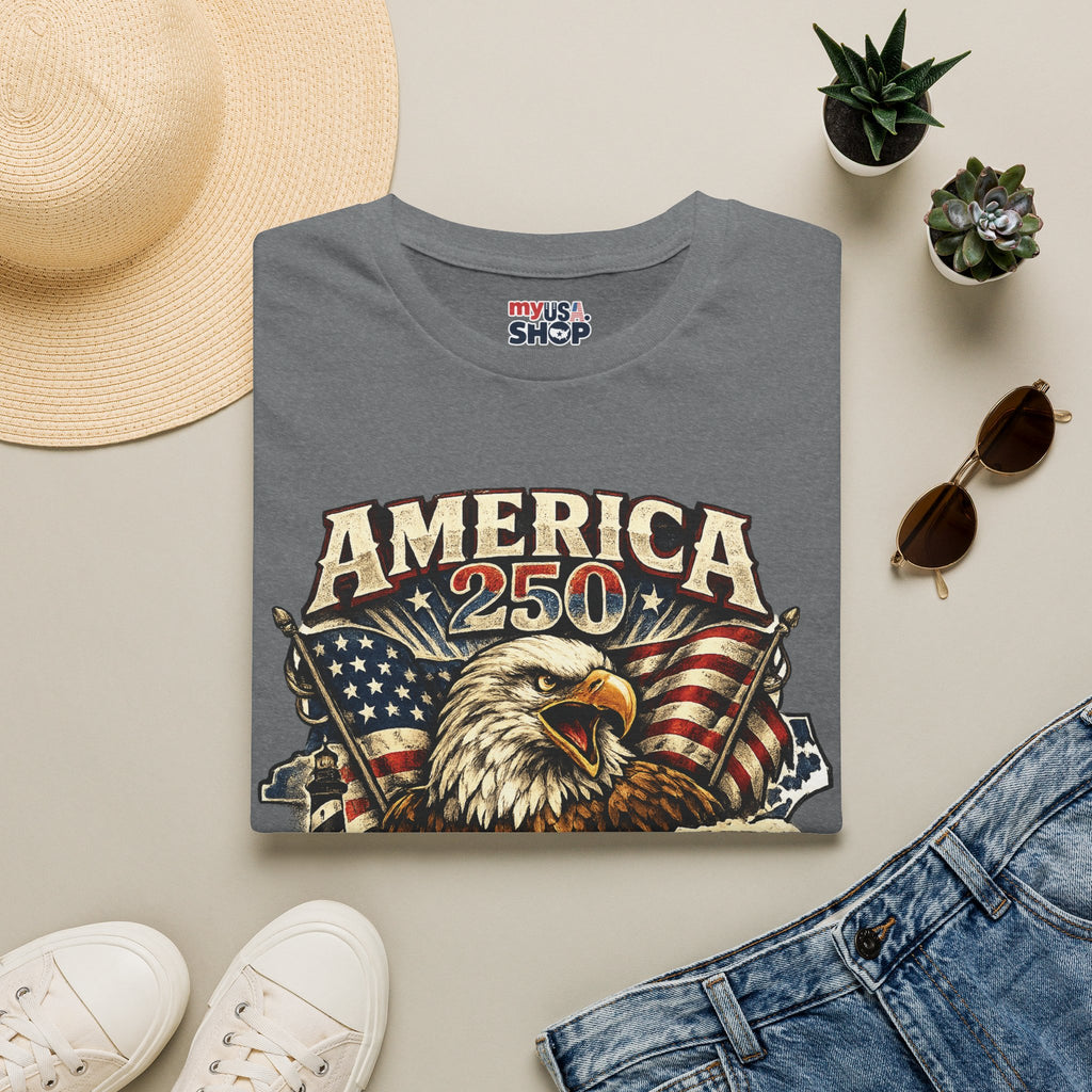 America 250 Eagle T-Shirt — Patriotic USA Flag Graphic (North Carolina)