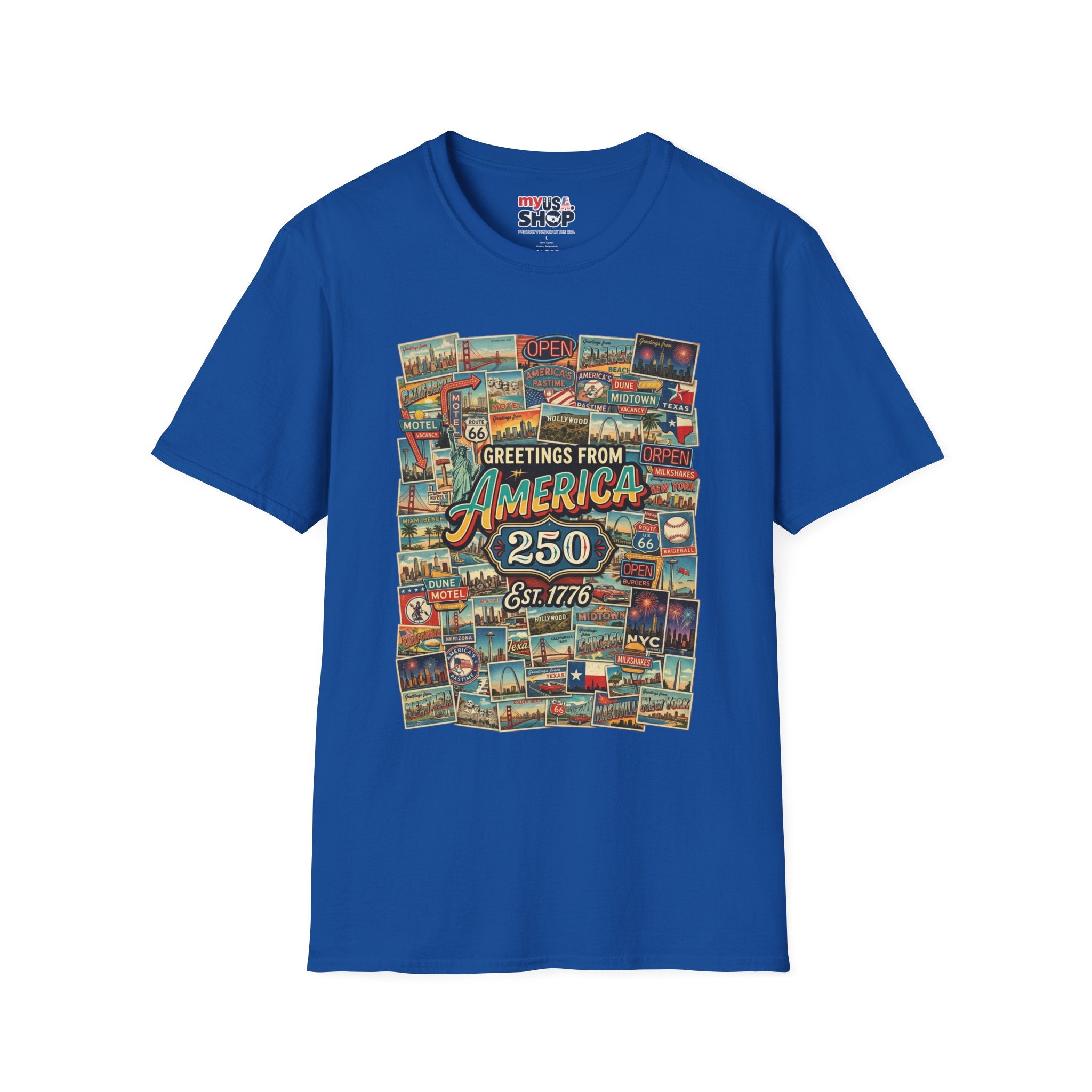 Greetings From America 250 Vintage Postcard T-Shirt Pop Culture
