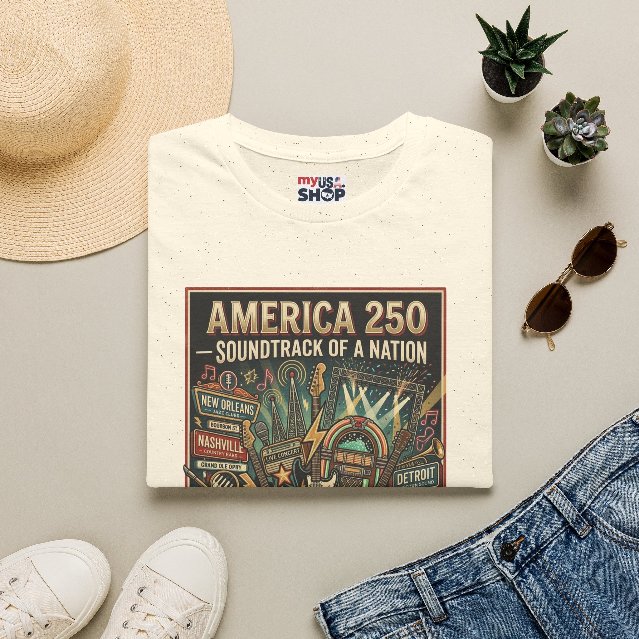 America 250 "Soundtrack of a Nation" T-Shirt — Patriotic Music Festival Tee Pop Culture
