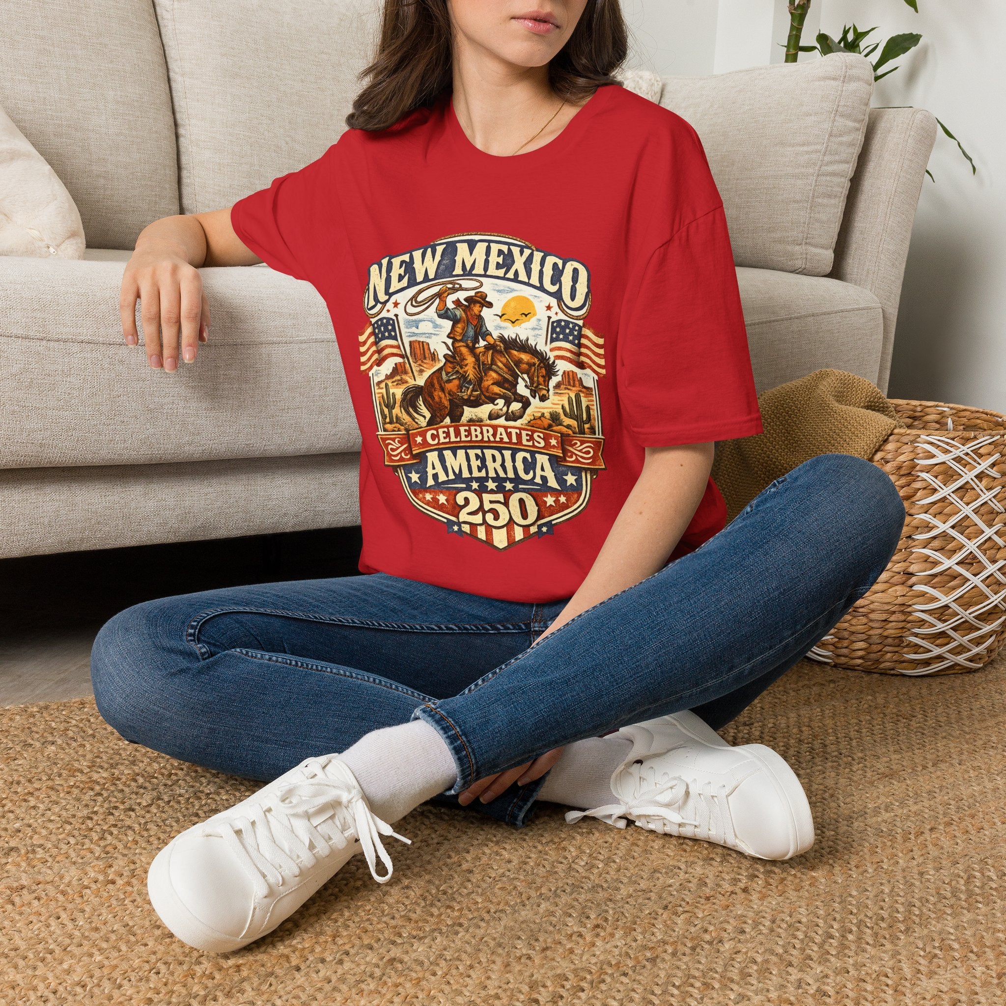 America 250 New Mexico Cowboy Rodeo T-Shirt — Vintage Western Tee