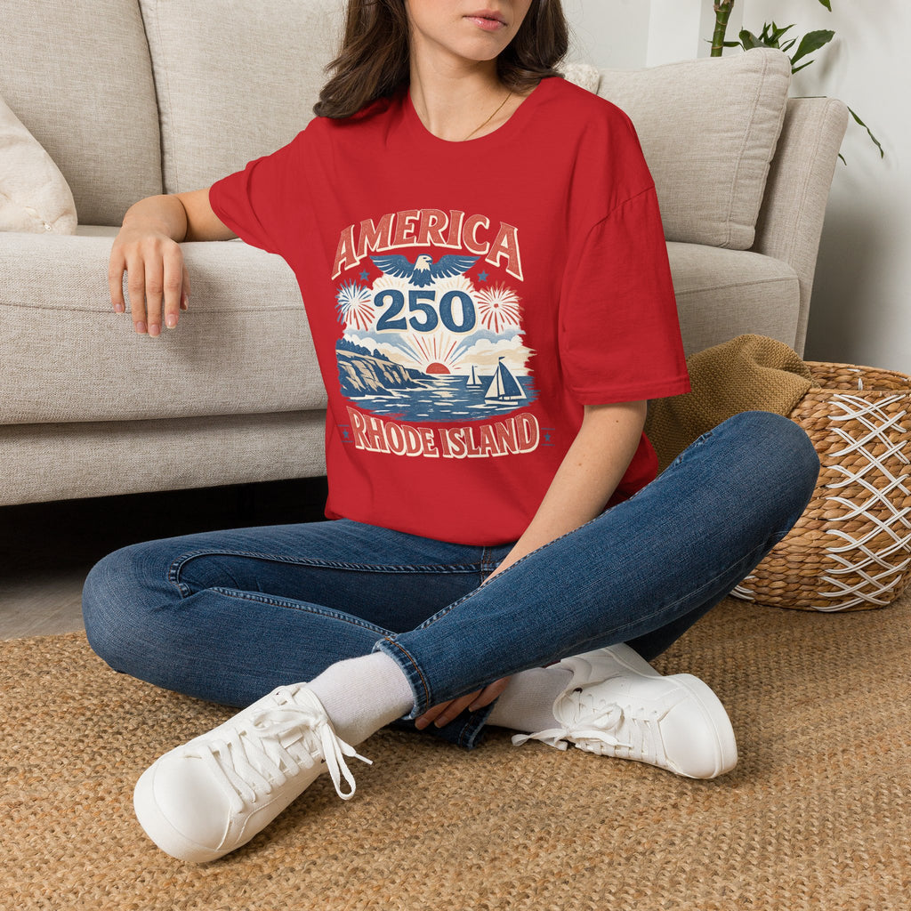 America 250 Rhode Island Shirt — Coastal Fireworks Patriotic Tee