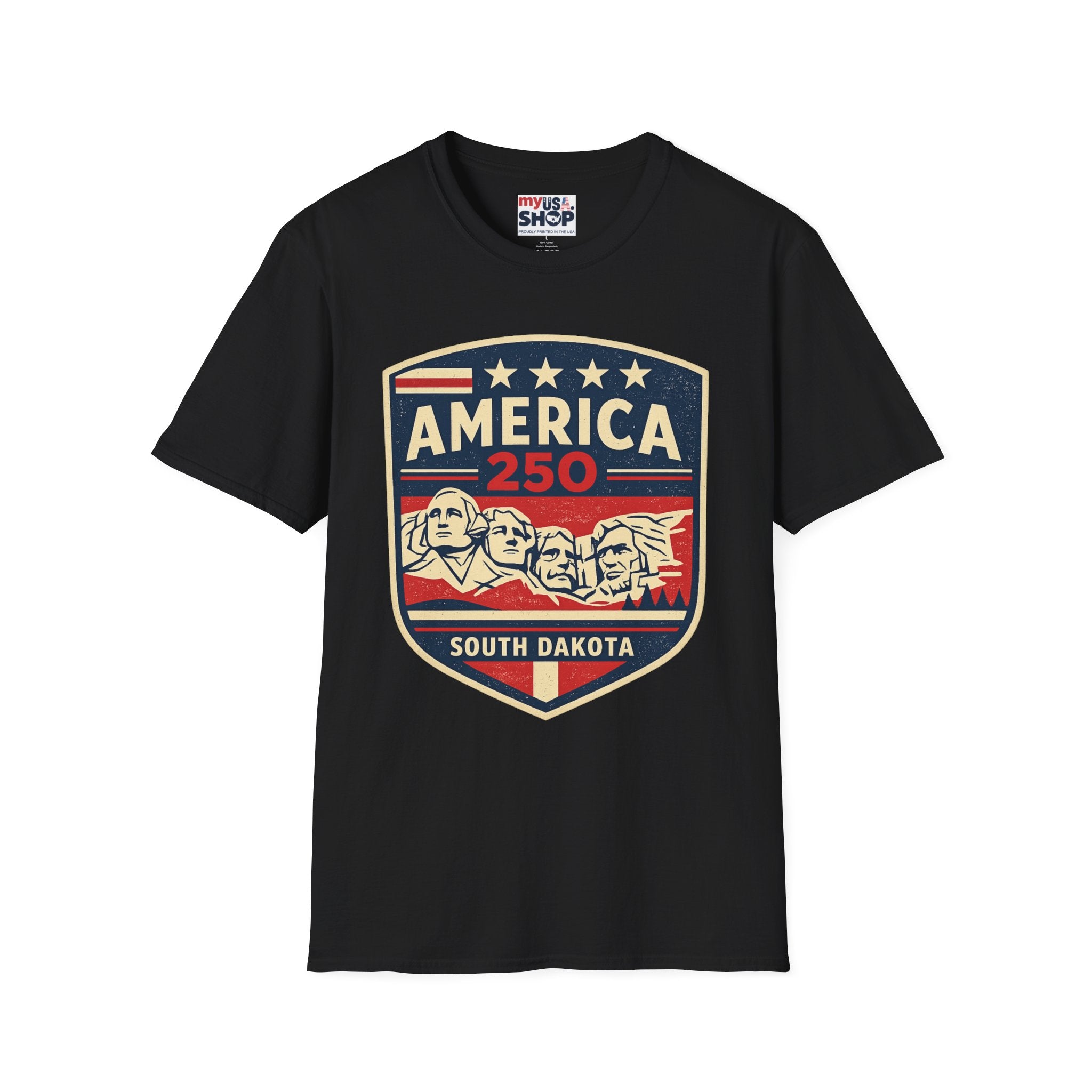 America 250 South Dakota Shirt — Retro Mount Rushmore USA Graphic Tee