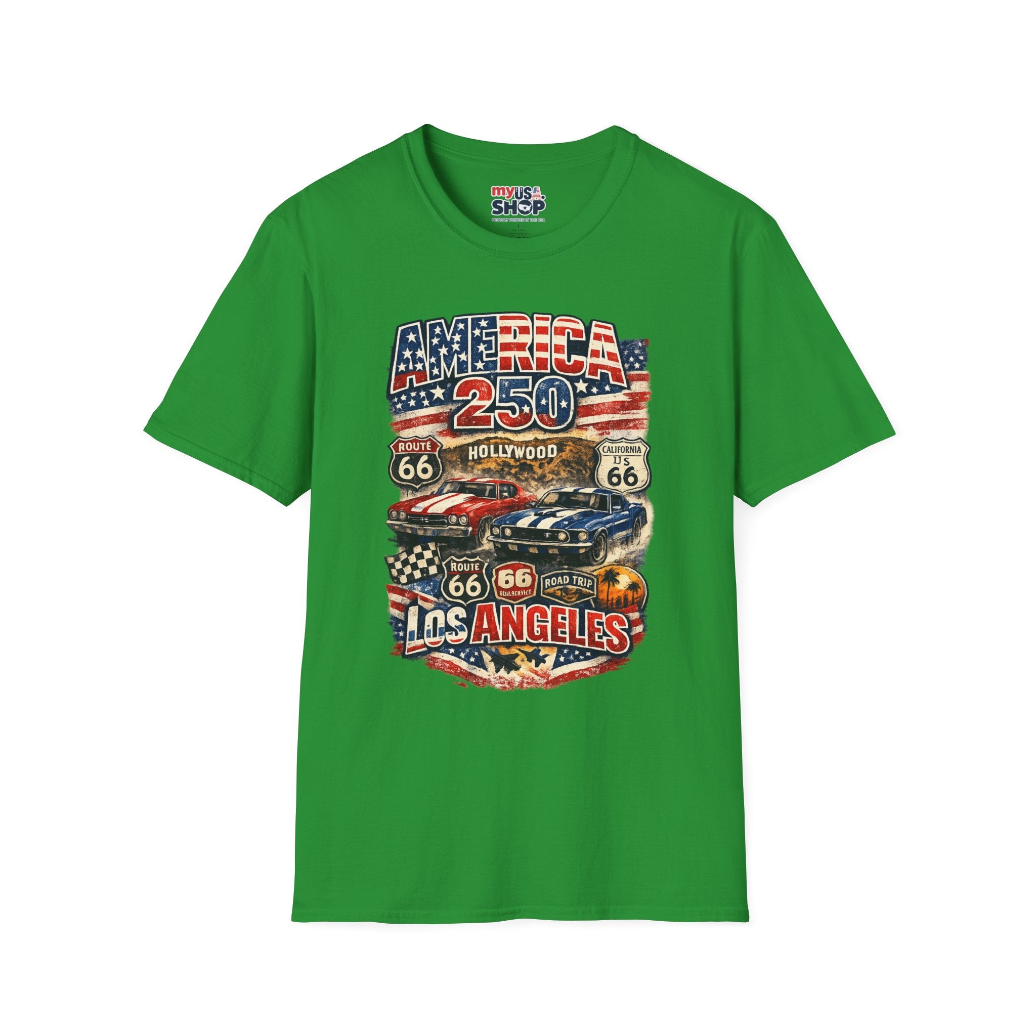 America 250 Los Angeles Route 66 Hollywood Muscle Cars Road Trip California Tee