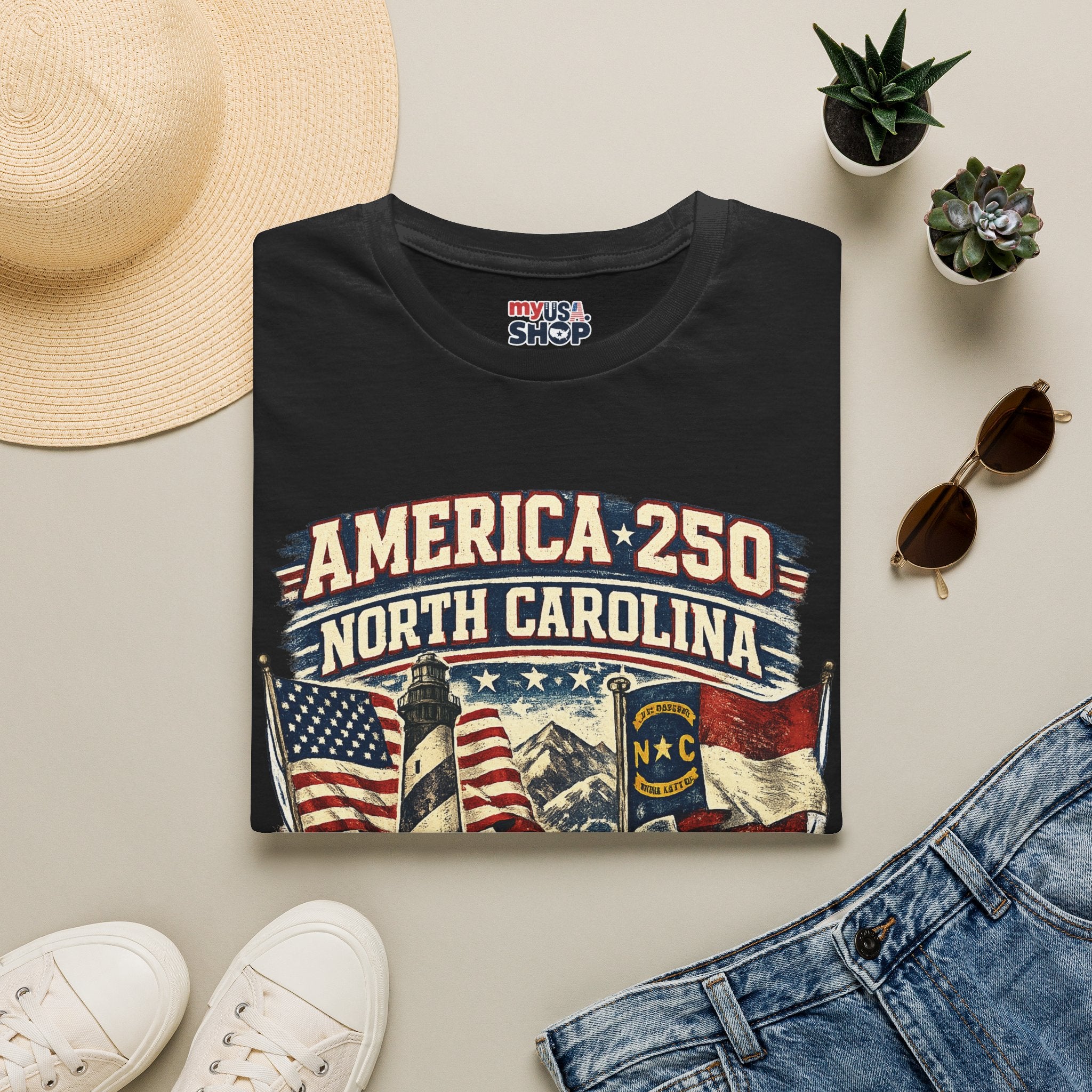 America 250 North Carolina T-Shirt — 1776–2026 Patriotic State Pride Tee