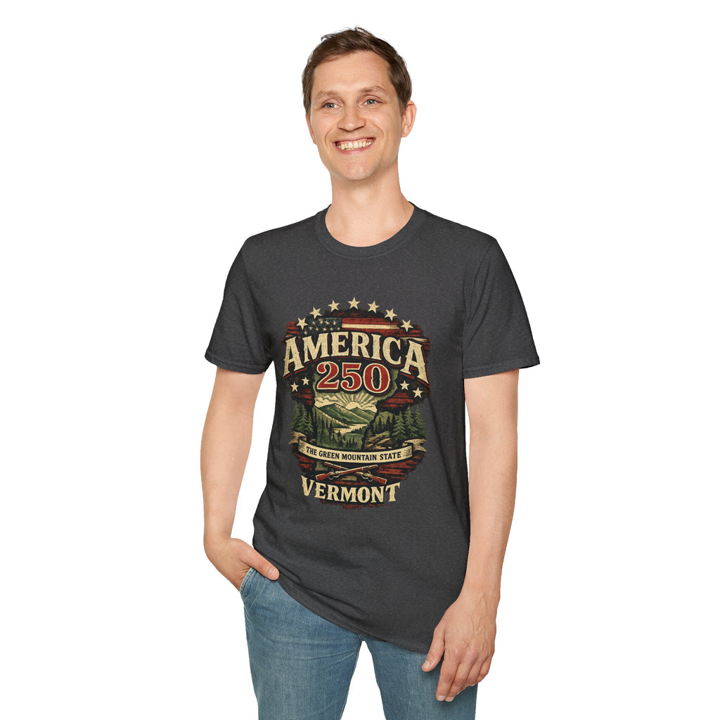 America 250 – Vermont “The Green Mountain State” Vintage Tee Design