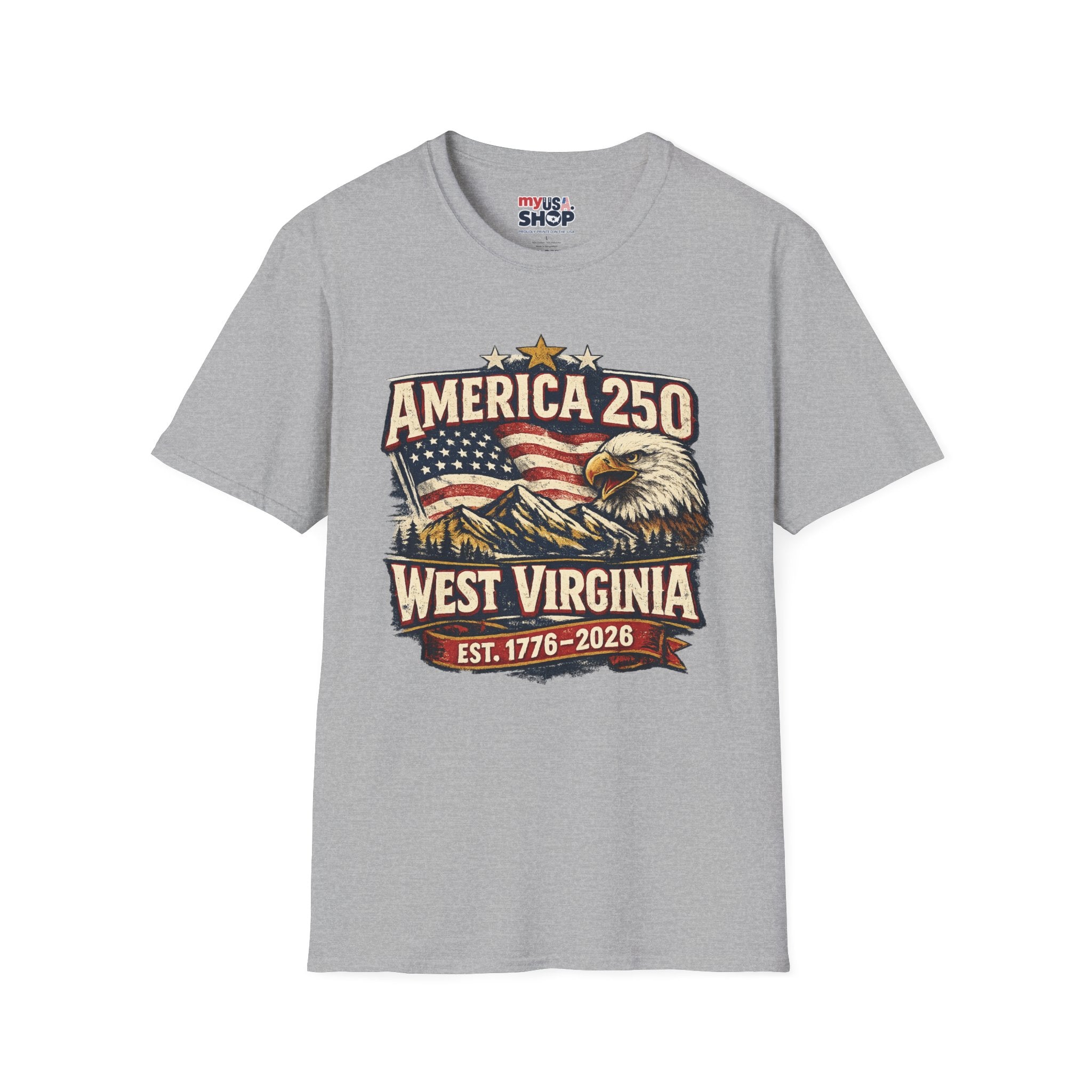 America 250 Eagle T-Shirt — West Virginia 1776–2026 Patriotic