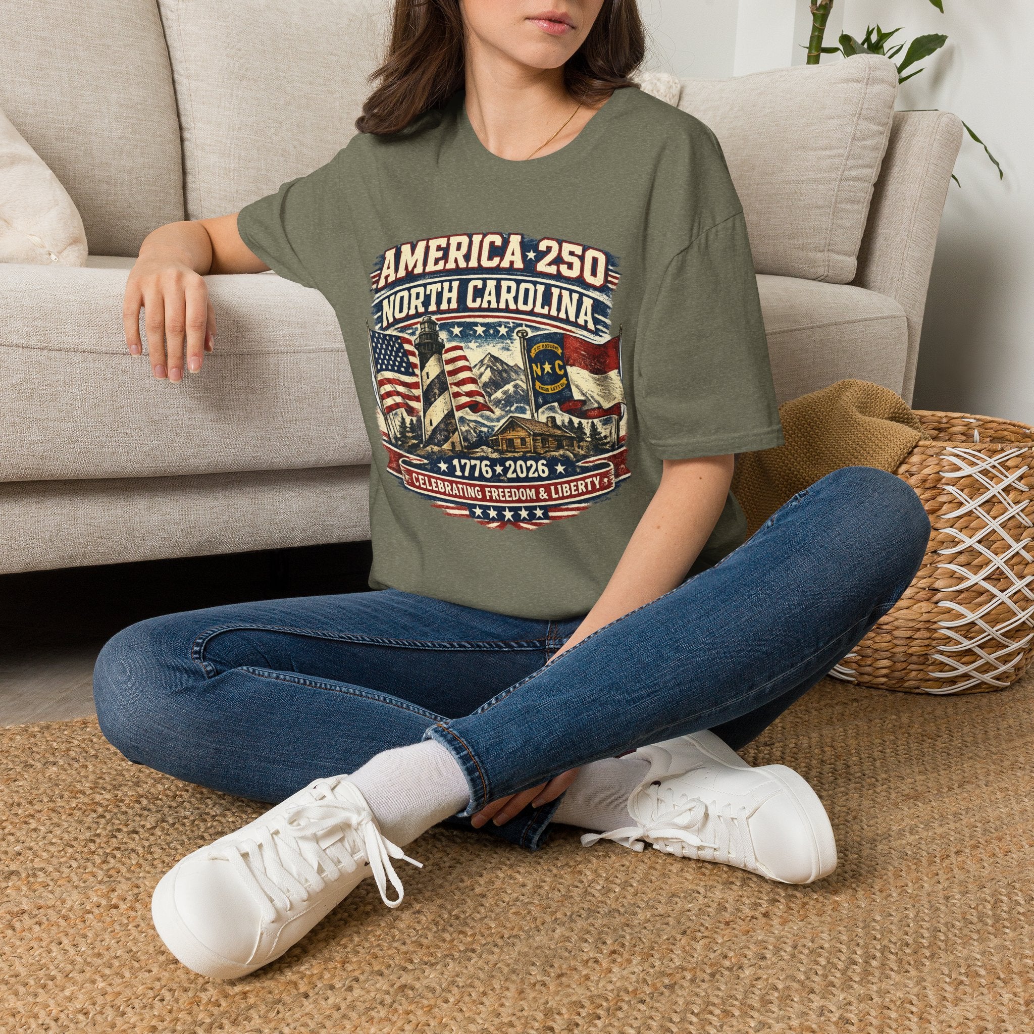 America 250 North Carolina T-Shirt — 1776–2026 Patriotic State Pride Tee